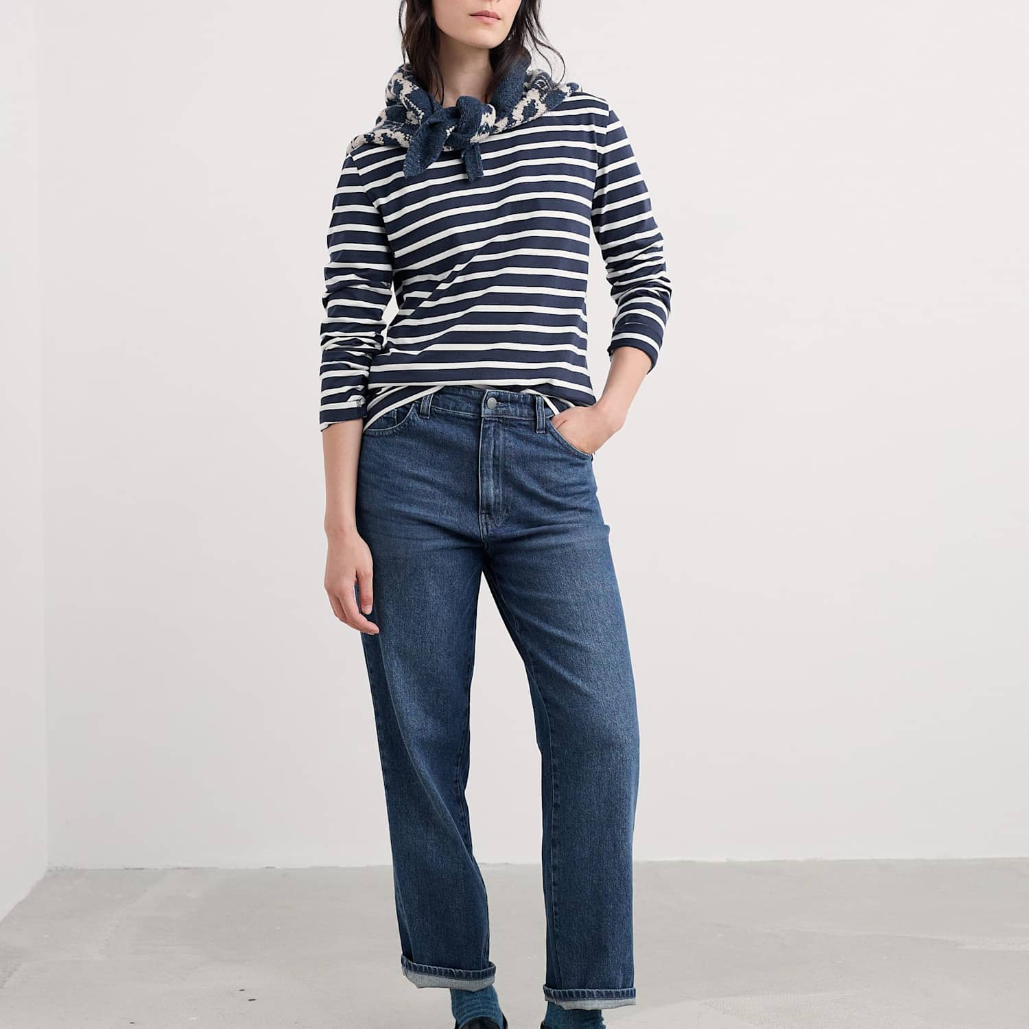 Seasalt Cornwall Women's Cotton Striped Top - 12 - Navy Mix - Available at M&S