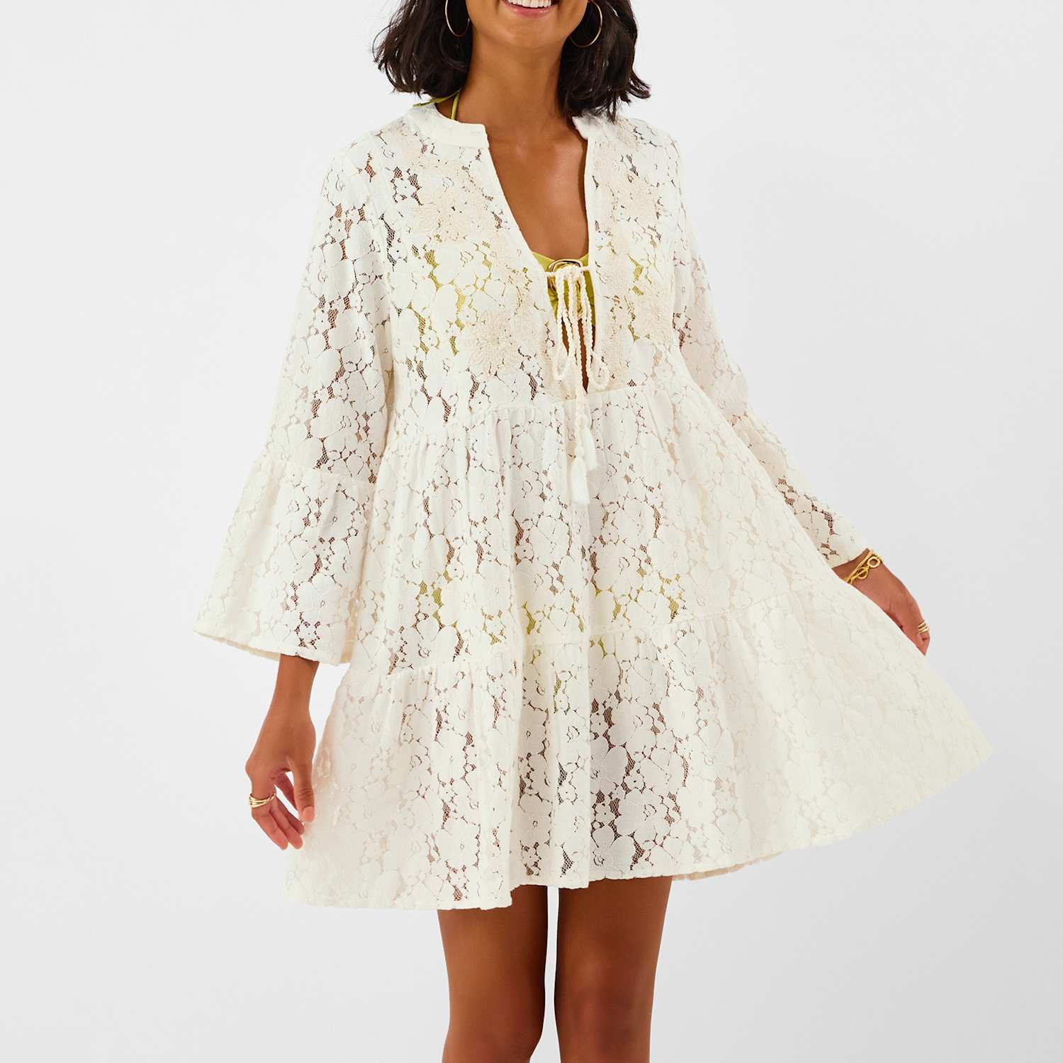 Accessorize Women's Lace Mini Beach Dress - Medium - White - Available at M&S