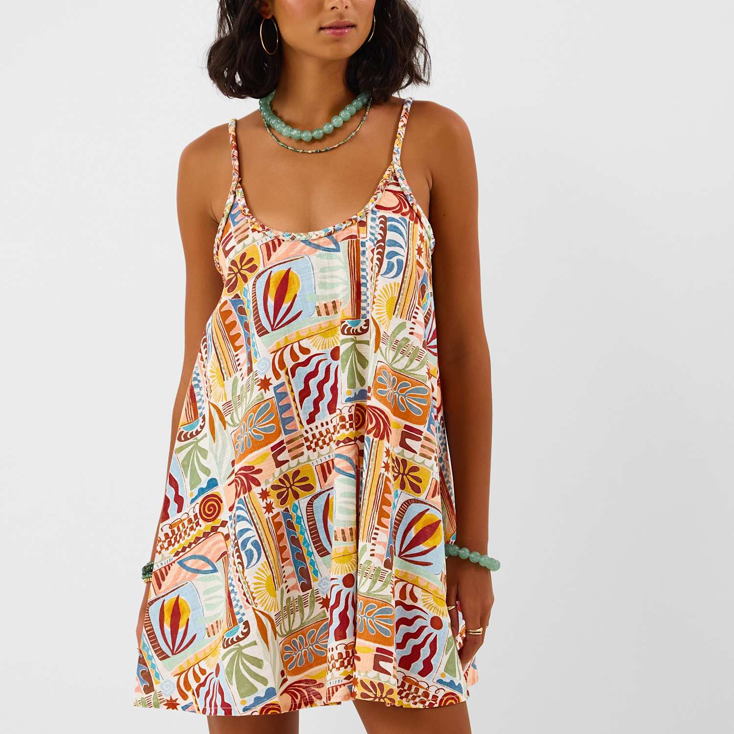 Accessorize Women's Pure Cotton Printed Mini Swing Dress - Large - Multi - Available at M&S