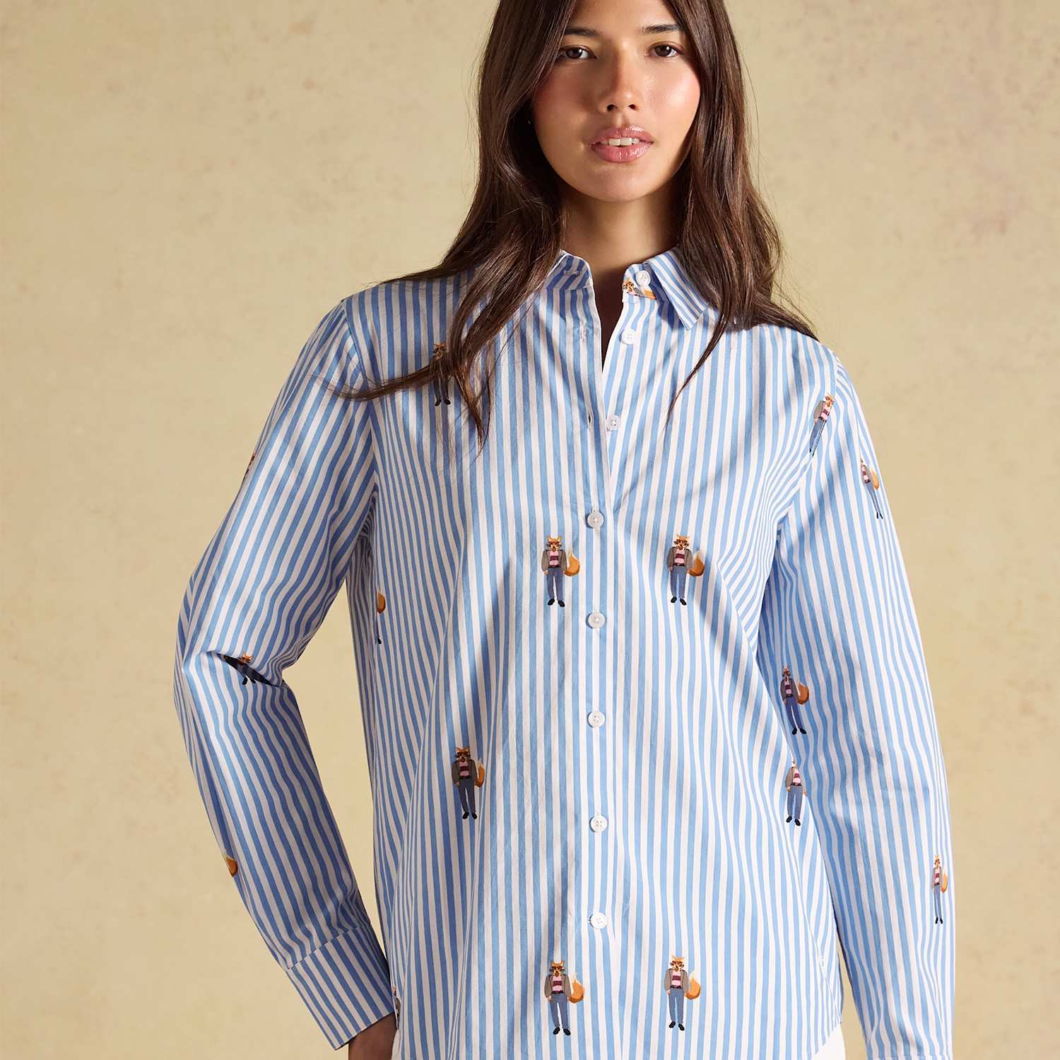 Joules Women's Pure Cotton Striped Shirt - 8 - Blue Mix - Available at M&S