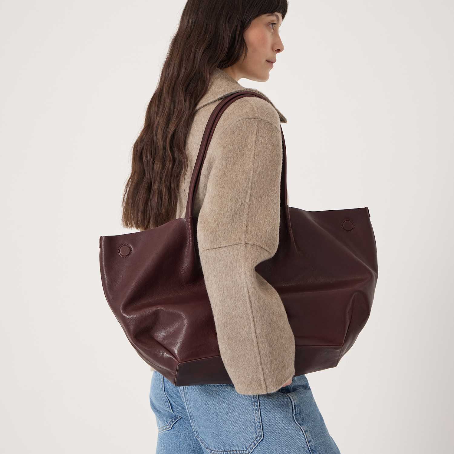 Hush Women's Leather Large Slouchy Tote Bag - Burgundy - Available at M&S