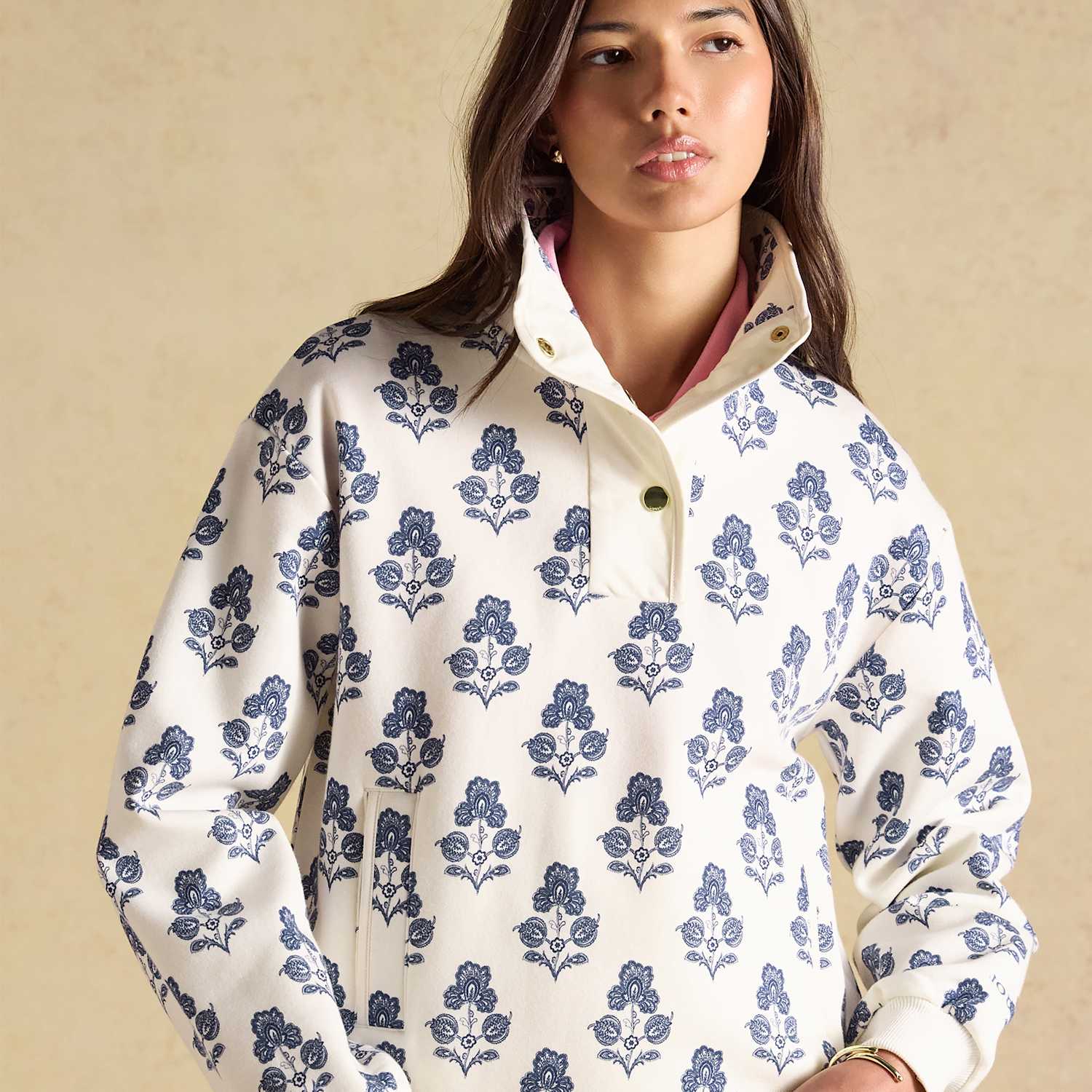 Joules Women's Floral Funnel Neck Sweatshirt - 10 - Cream Mix - Available at M&S
