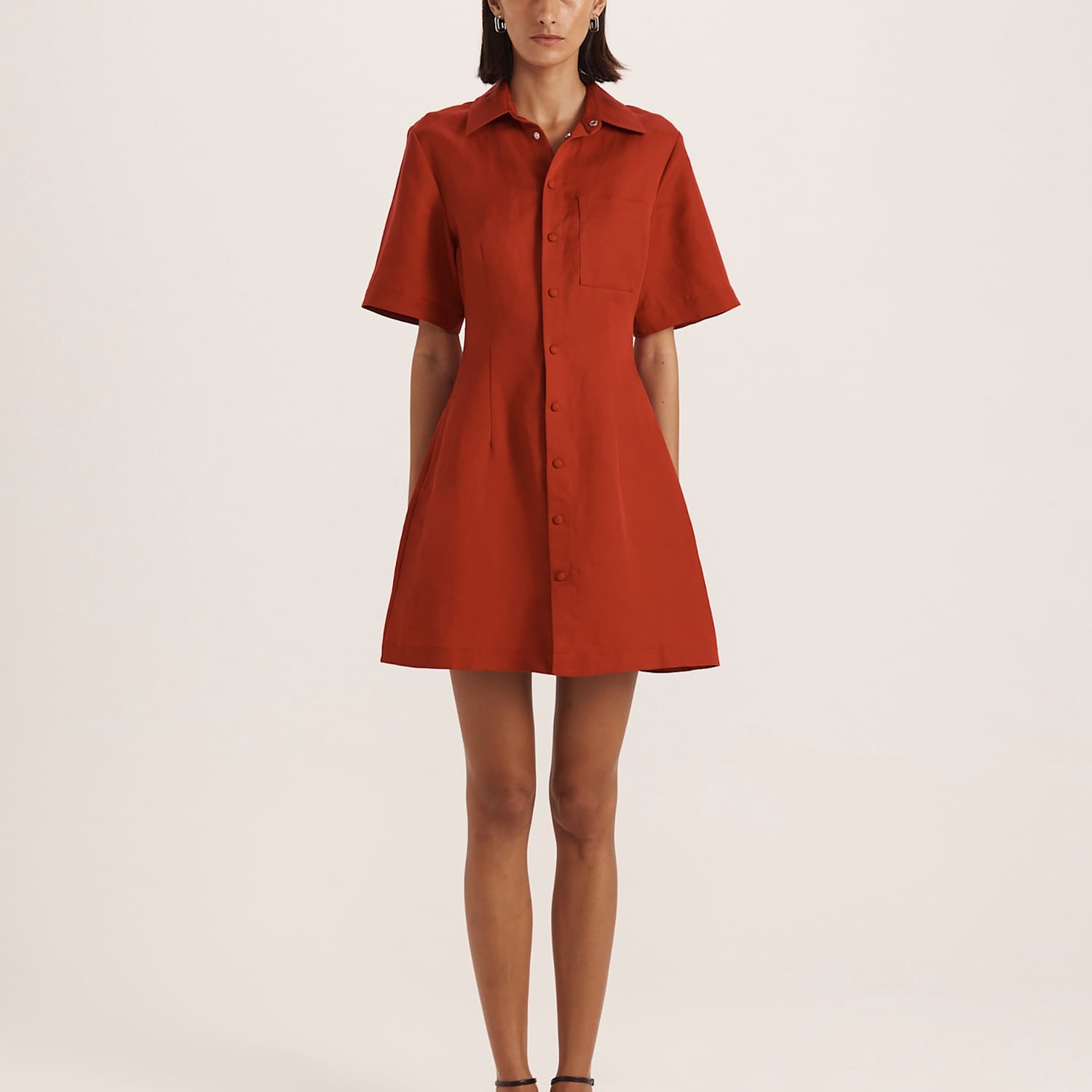 Saba Women's Linen Blend Mini Shirt Dress - 10 - Red - Available at M&S