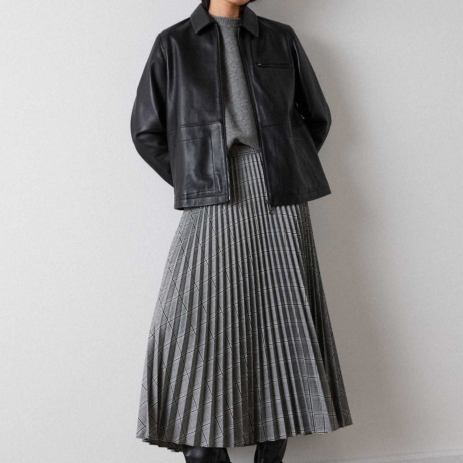 Whistles Women's Checked Pleated Midi A-Line Skirt - 14 - Grey Mix - Available at M&S