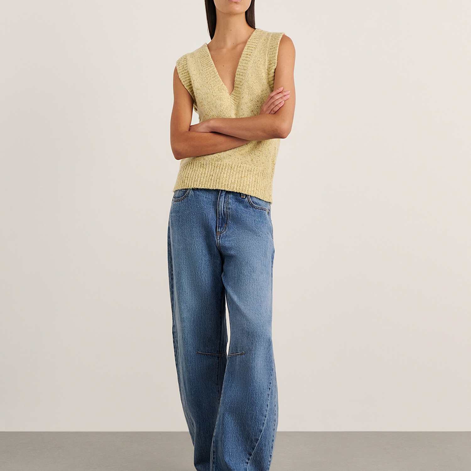 Jag Women's Wool Rich V Neck Knitted Vest - 12 - Yellow - Available at M&S