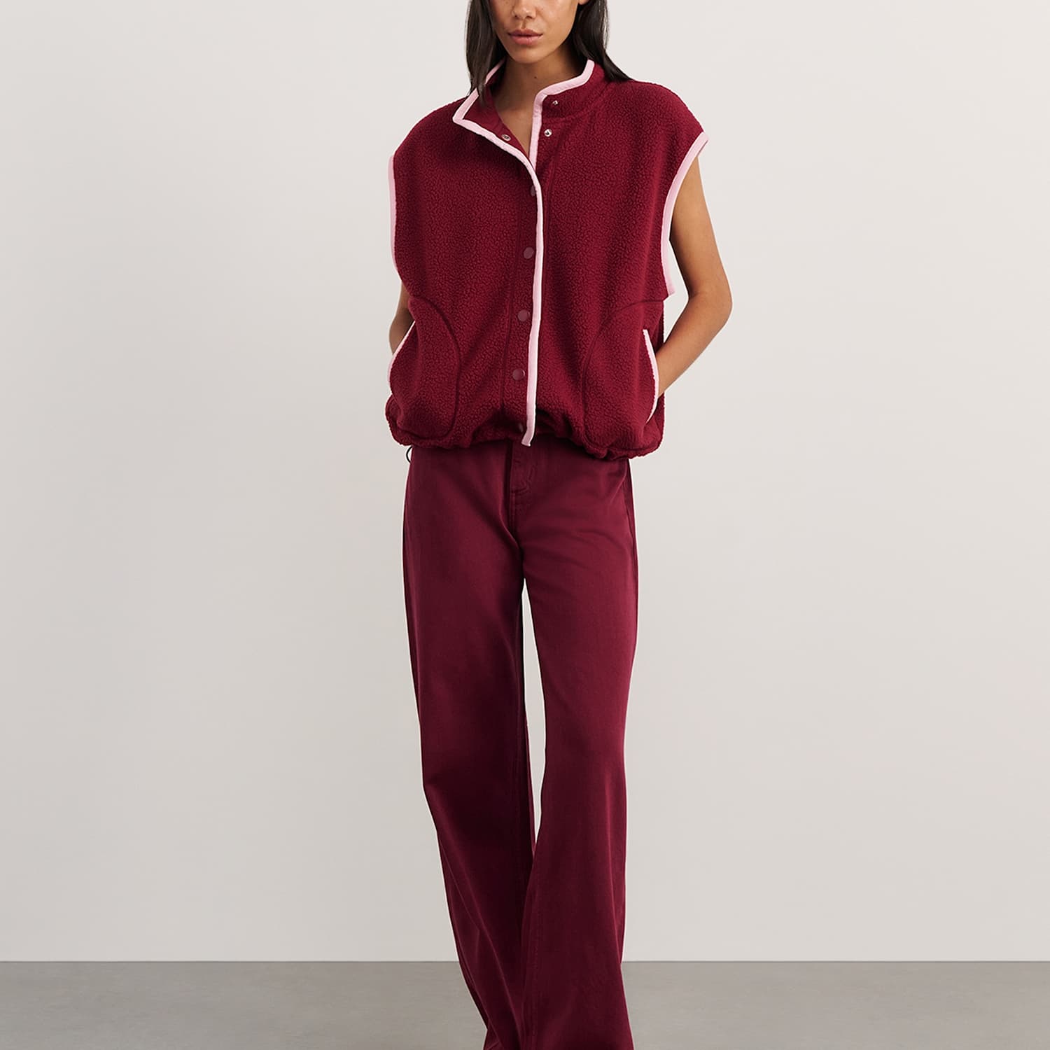 Jag Women's Fleece Button Front Gilet - 12 - Red - Available at M&S