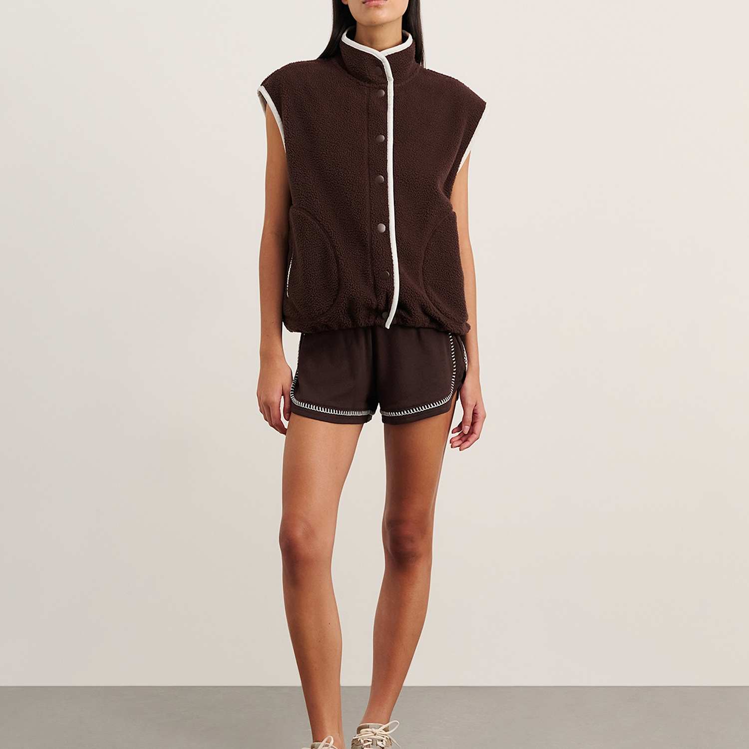 Jag Women's Fleece Button Front Gilet - 12 - Brown - Available at M&S