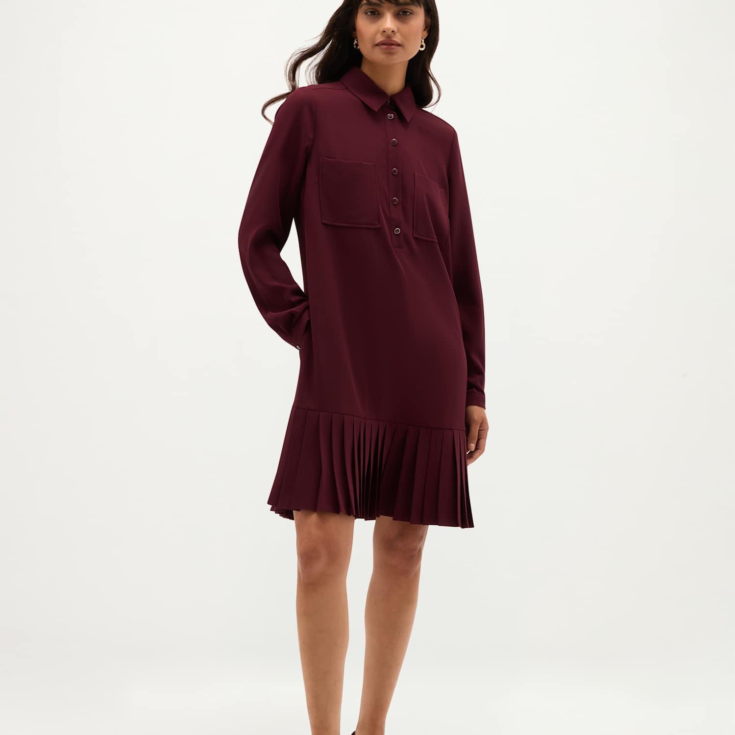Hobbs Women's Button Front Knee Length Shirt Dress - 10 - Purple - Available at M&S