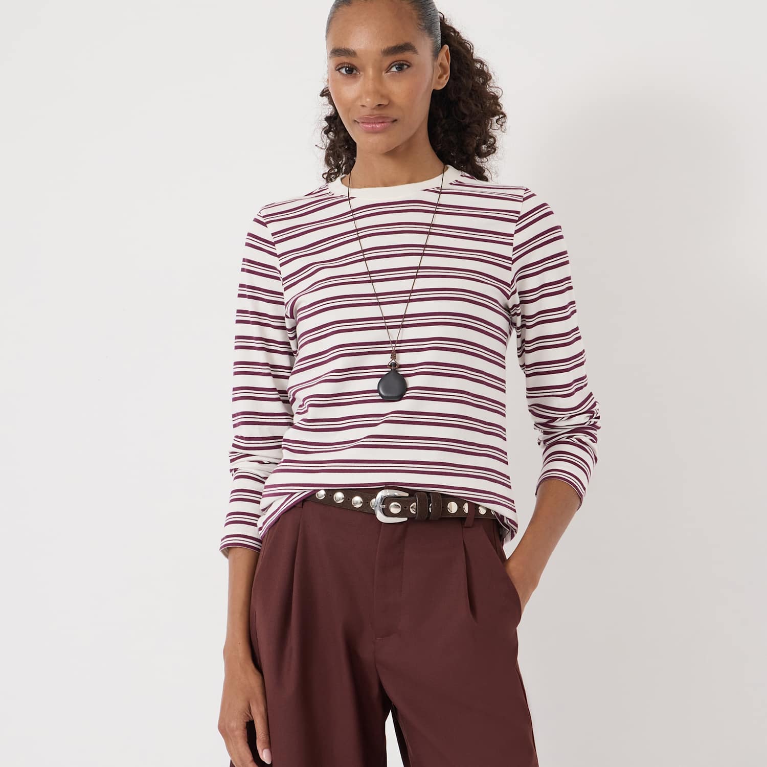 Hush Women's Pure Cotton Striped Top - Medium - Red Mix - Available at M&S