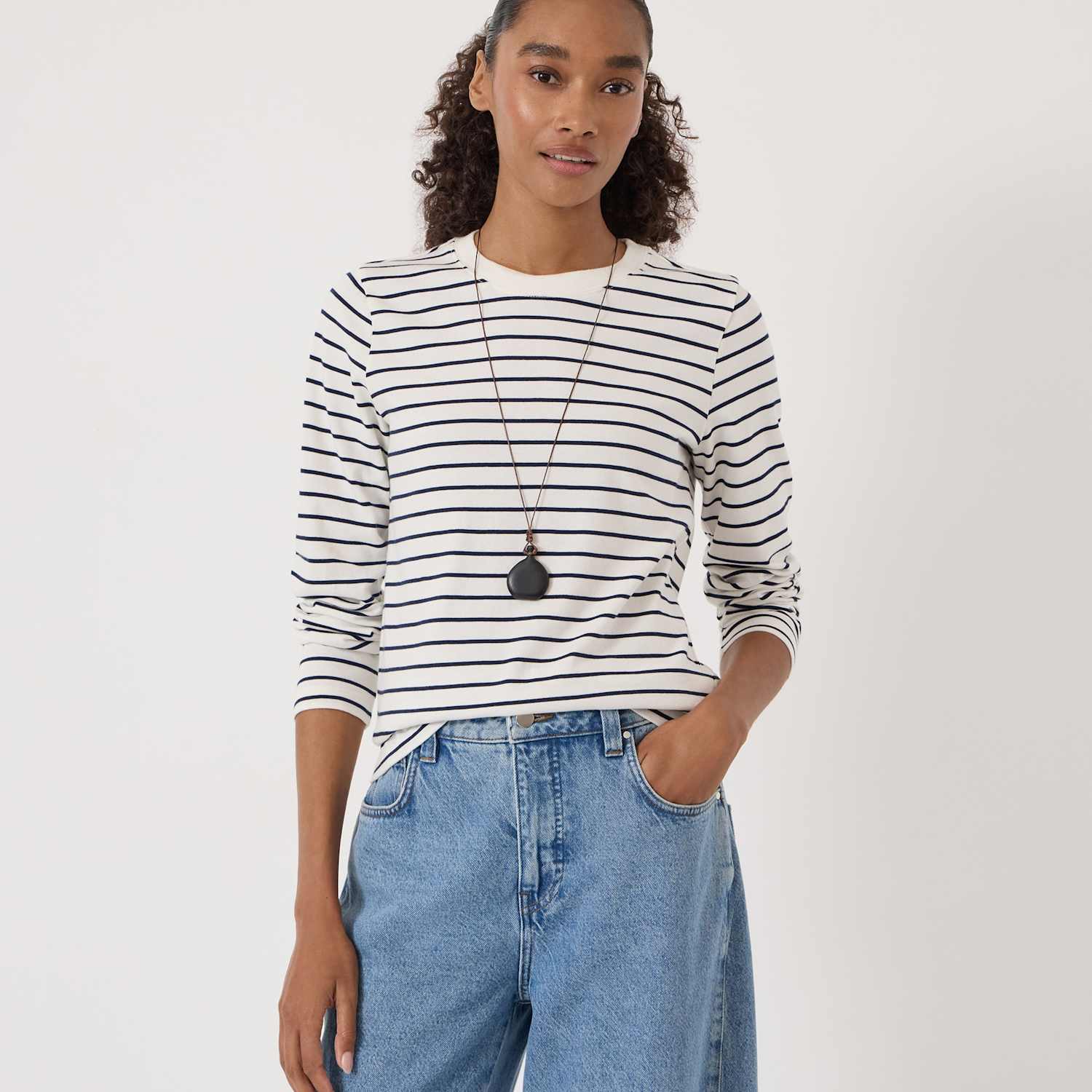 Hush Women's Pure Cotton Striped Top - Large - Navy Mix - Available at M&S