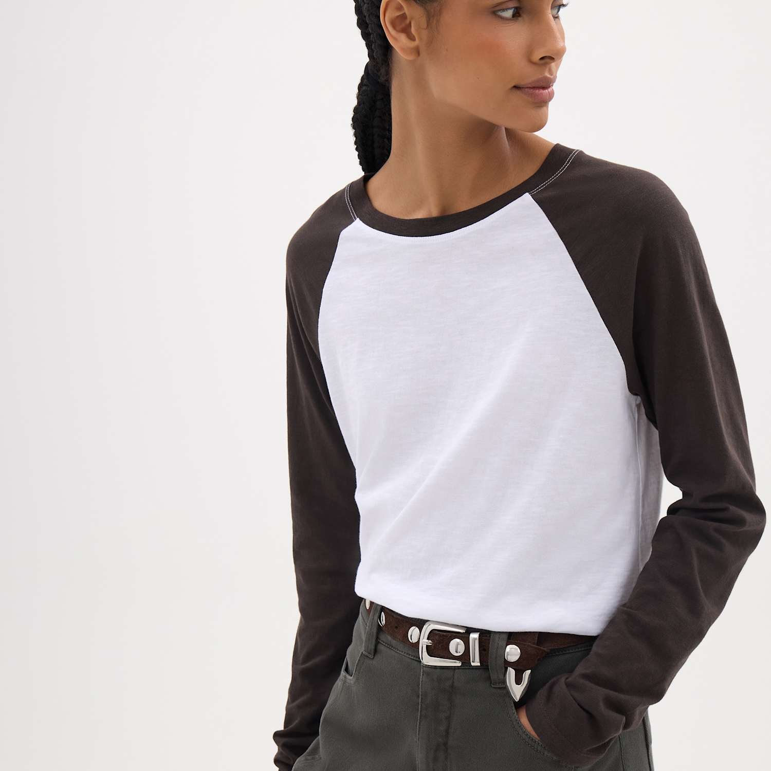Hush Women's Pure Cotton Colour Block Top - Medium - Brown Mix - Available at M&S