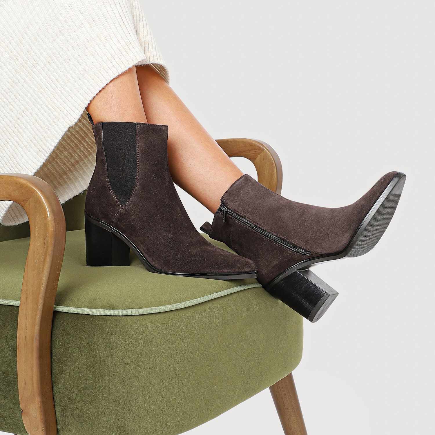 Jones Bootmaker Women's Suede Block Heel Ankle Boots - 7 - Brown Mix - Available at M&S