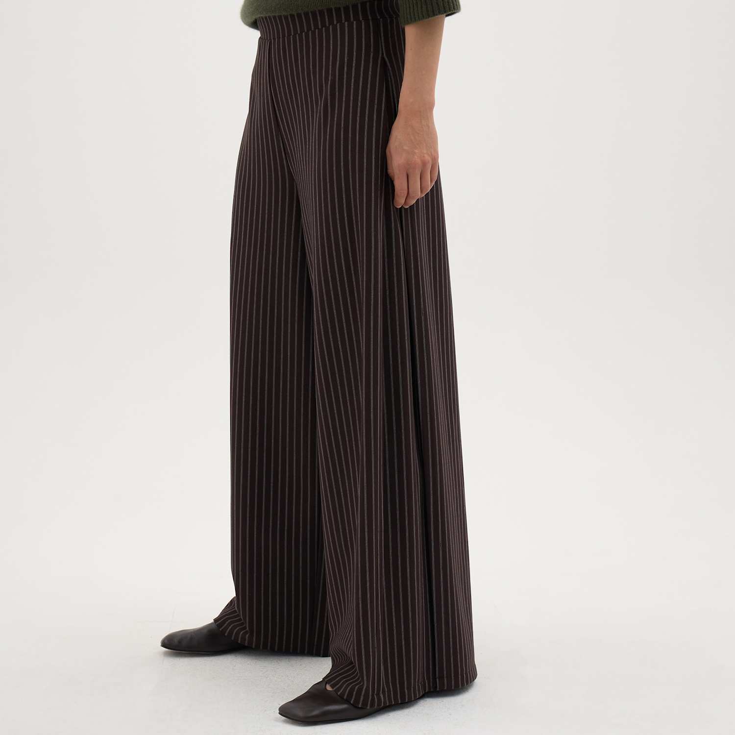 Hush Women's Striped Pleated Wide Leg Trousers - Large - Brown Mix - Available at M&S