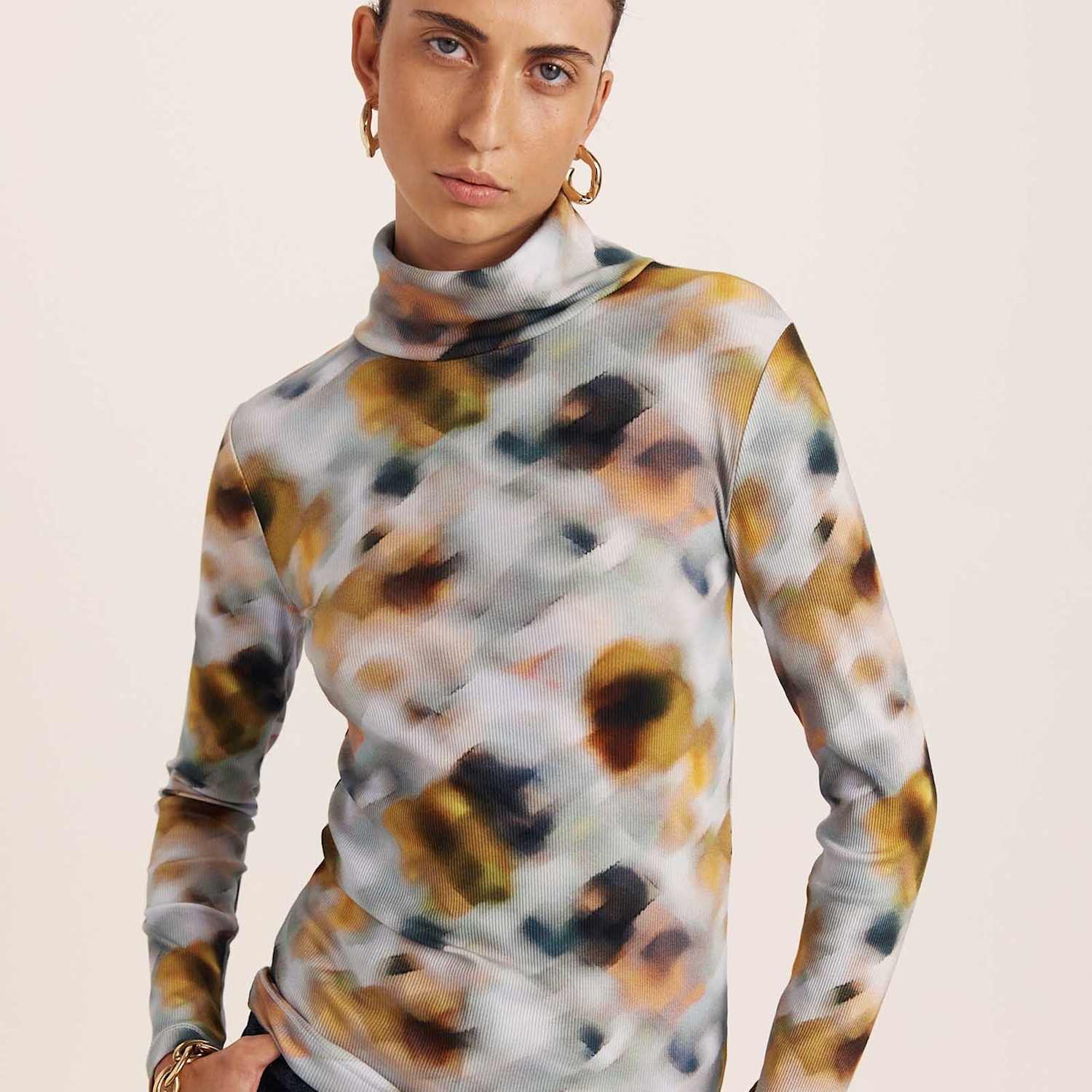 Saba Women's Floral Roll Neck Regular Fit Top - Small - Multi - Available at M&S