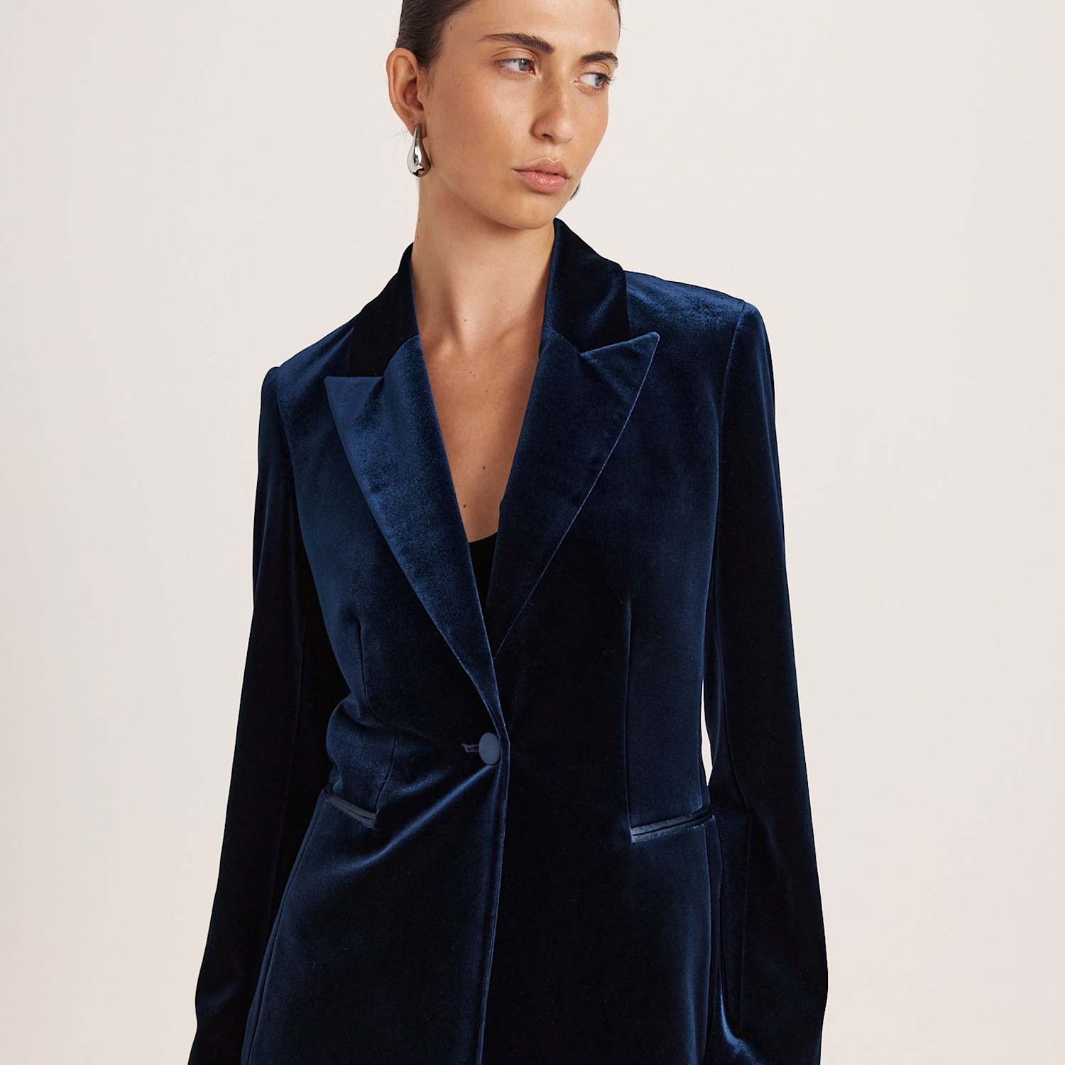 Saba Women's Regular Fit Velvet Blazer - 10 - Blue - Available at M&S