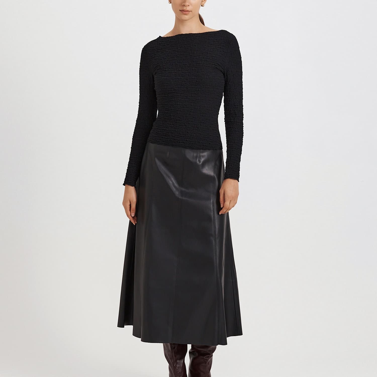 Saba Women's Cotton Rich Textured Regular Fit Top - Medium - Black - Available at M&S