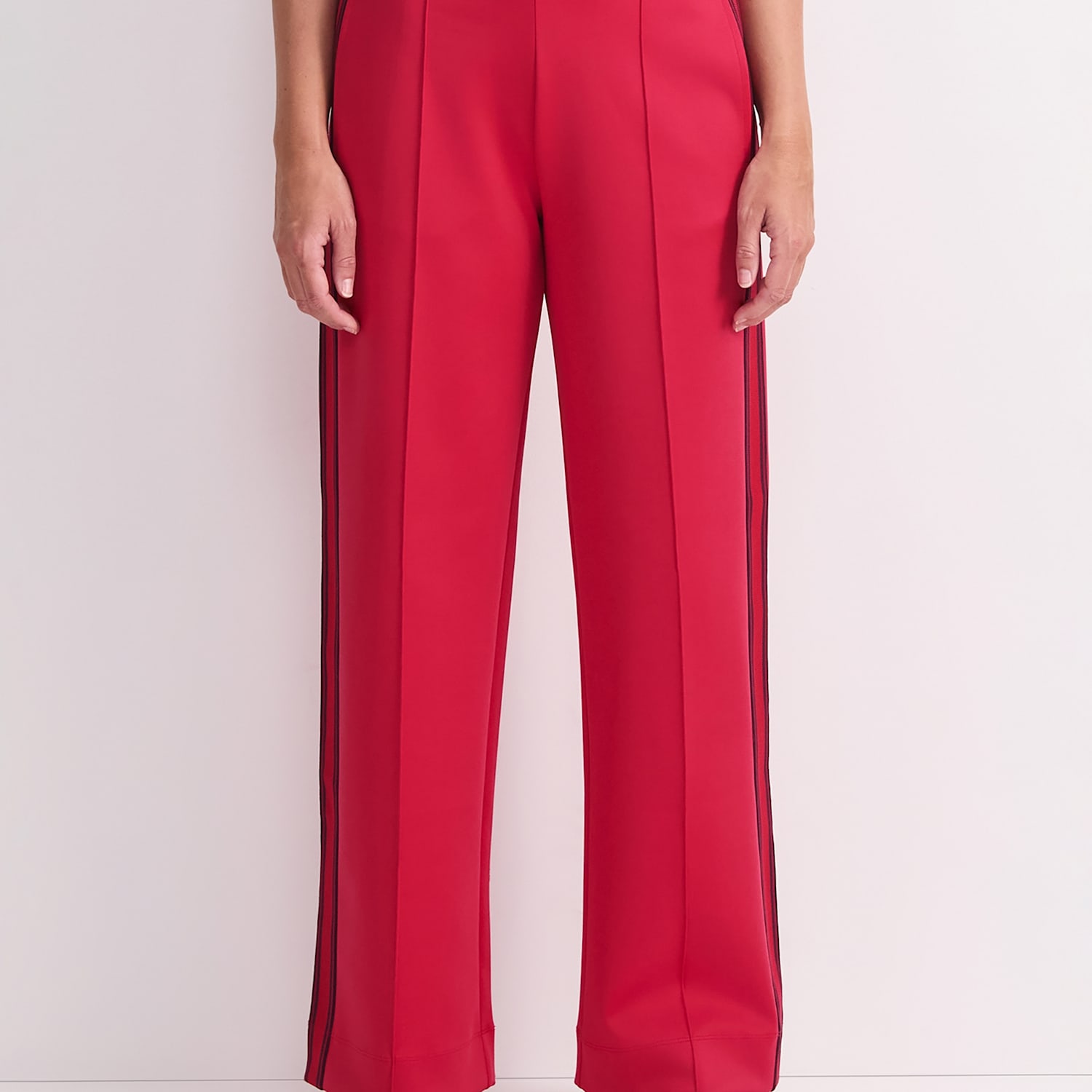 Sportscraft Women's Side Stripe Wide Leg Trousers - 10 - Red - Available at M&S