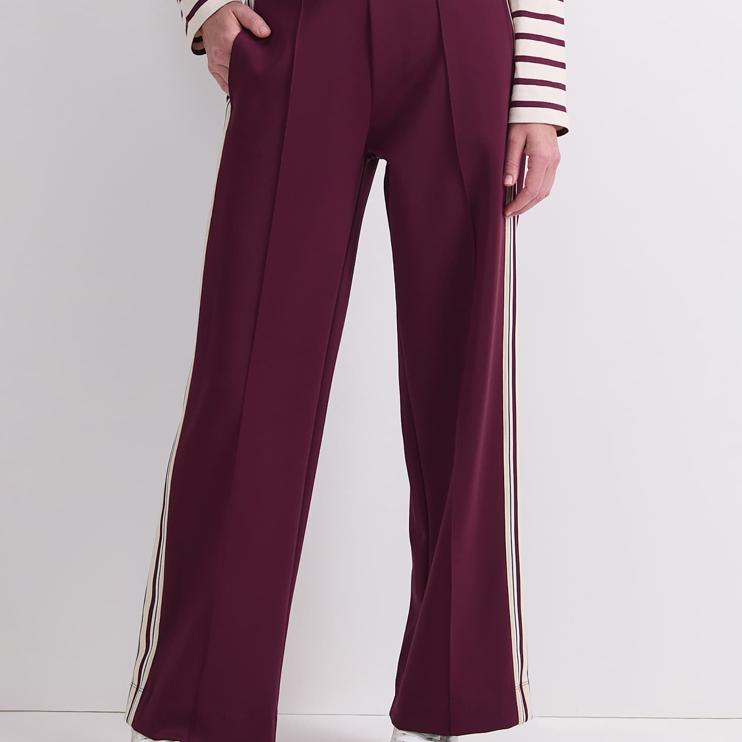 Sportscraft Women's Side Stripe Wide Leg Trousers - 10 - Purple - Available at M&S
