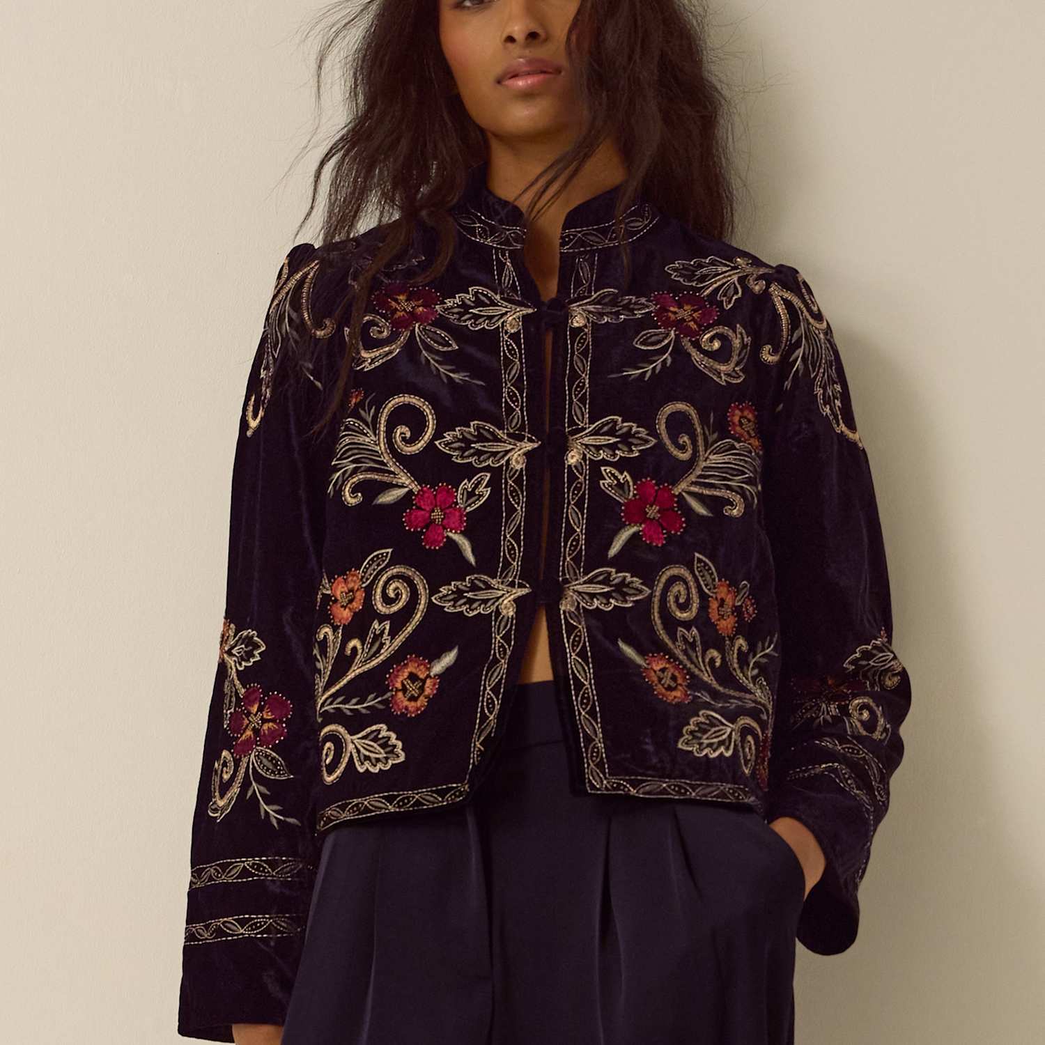 Monsoon Women's Velvet Jacket - 16 - Black Mix - Available at M&S