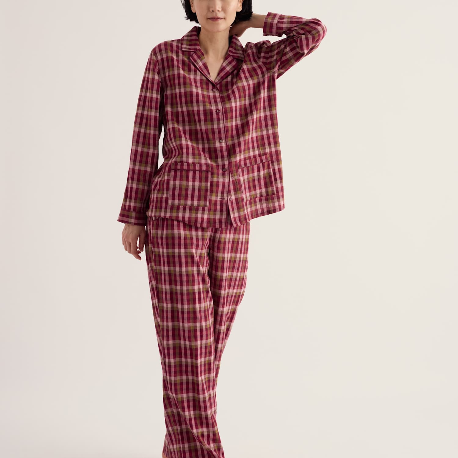 Seasalt Cornwall Women's Pure Cotton Checked Pyjama Set - 22 - Red Mix - Available at M&S