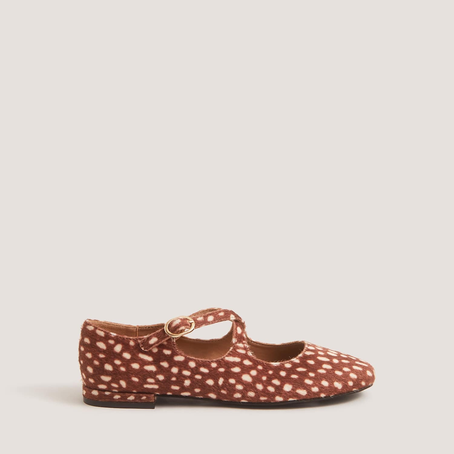 Monsoon Women's Deer Print Flat Ballet Pumps - 8 - Beige Mix - Available at M&S