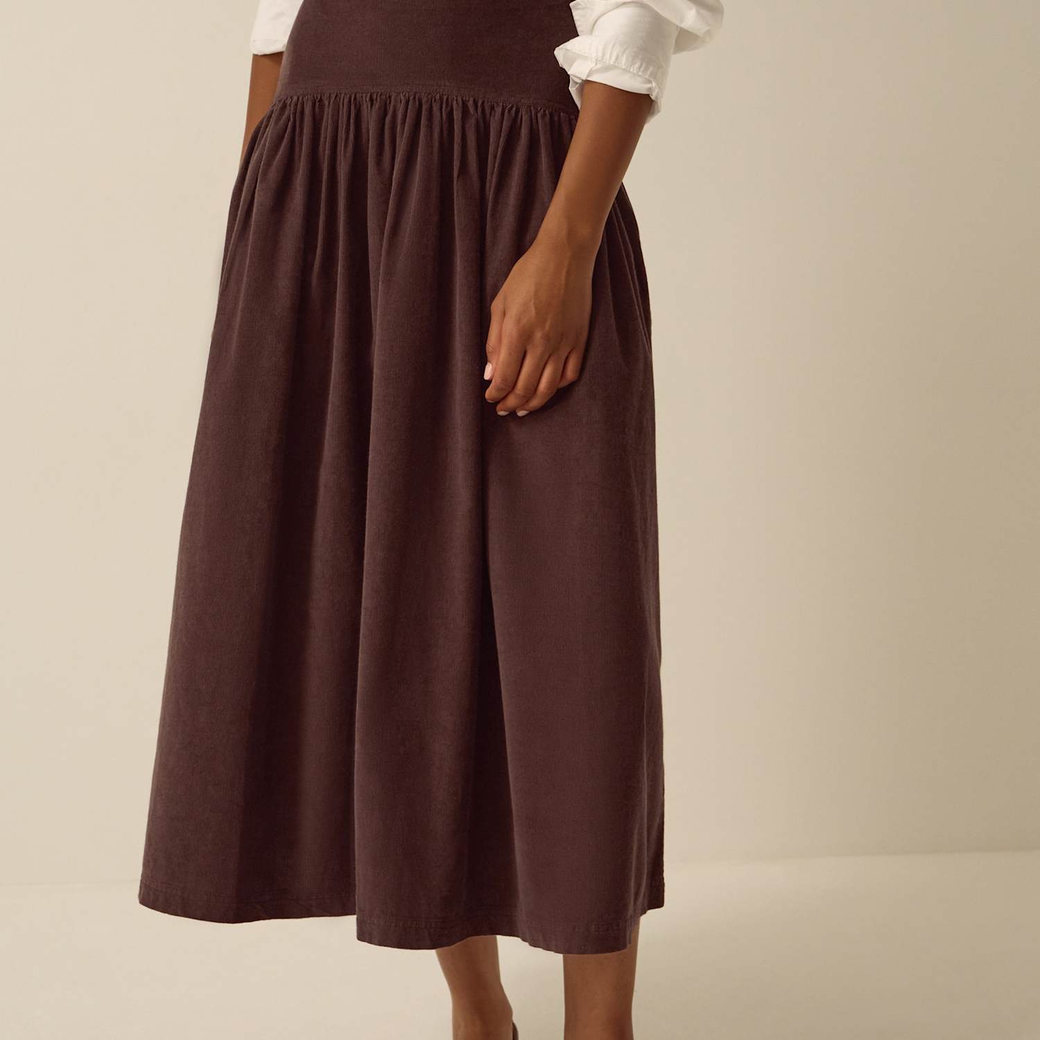 Monsoon Women's Cord Midi A Line Skirt - Extra Large - Chocolate - Available at M&S