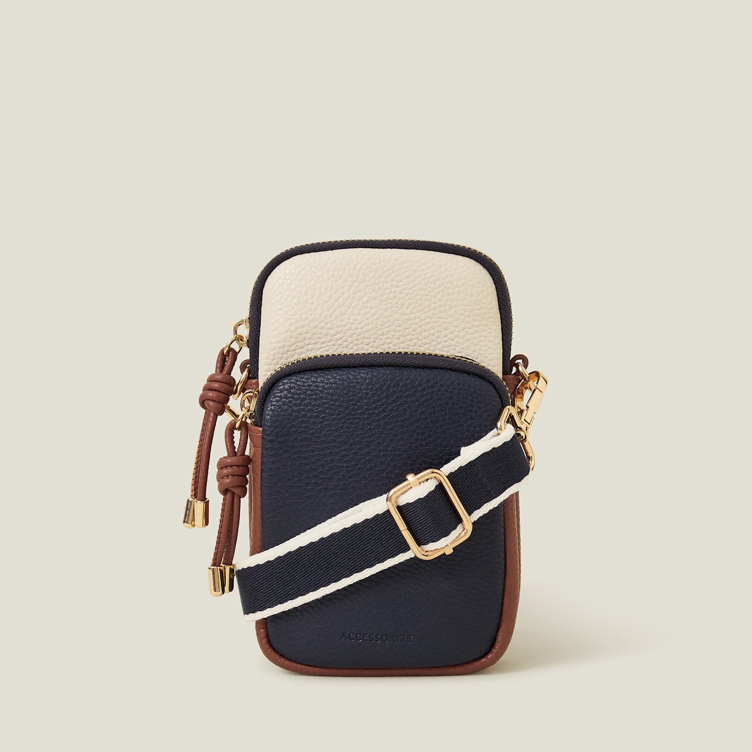 Accessorize Women's Faux Leather Cross Body Phone Bag - Navy Mix - Available at M&S