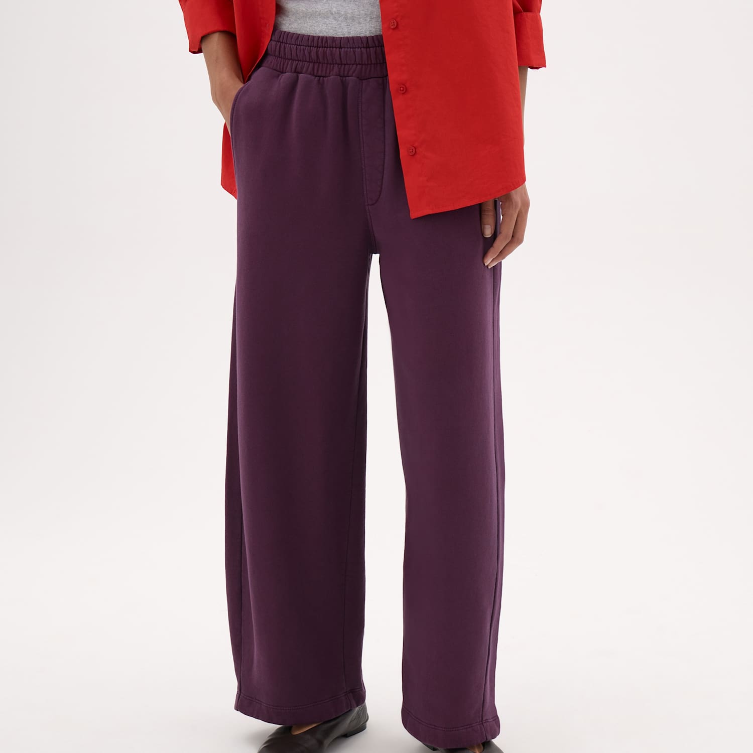 Hush Women's Pure Cotton Washed Straight Leg Joggers - Large - Dark Red - Available at M&S