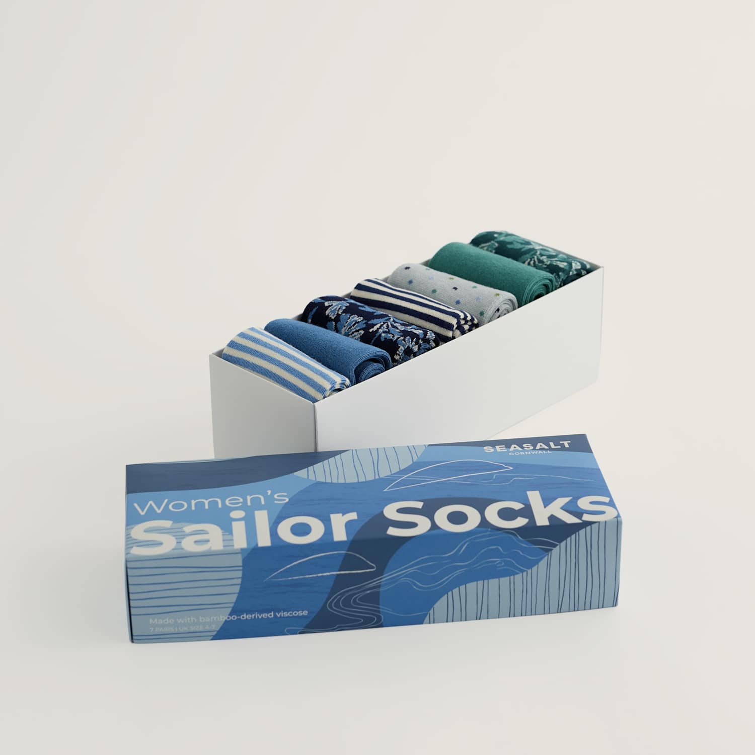 Seasalt Cornwall Women's 7 Pack Patterned Ankle High Socks - Blue Mix - Available at M&S