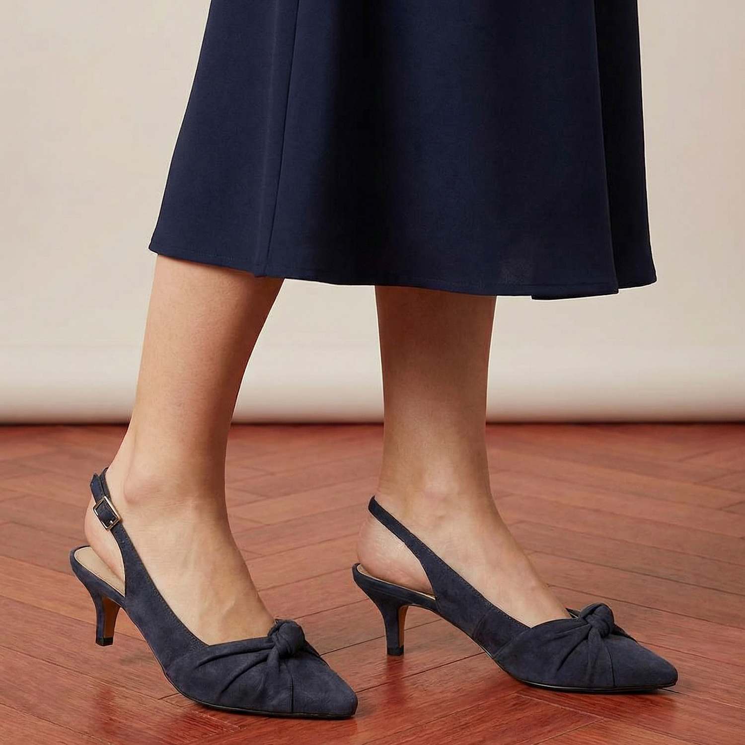 Jones Bootmaker Women's Suede Kitten Heel Court Shoes - 4 - Navy - Available at M&S