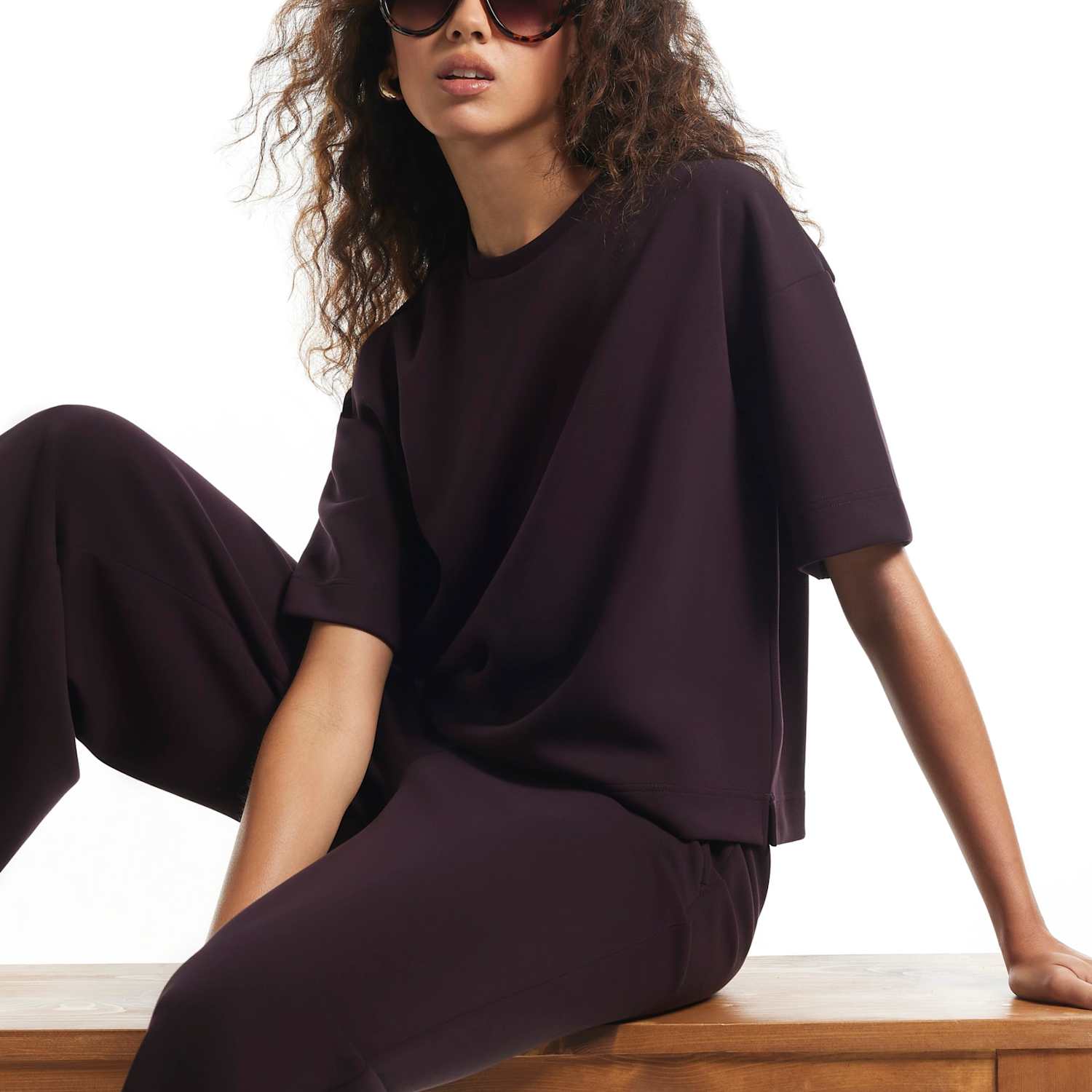 River Island Women's Soft Touch Crew Neck T-Shirt - Small - Burgundy - Available at M&S