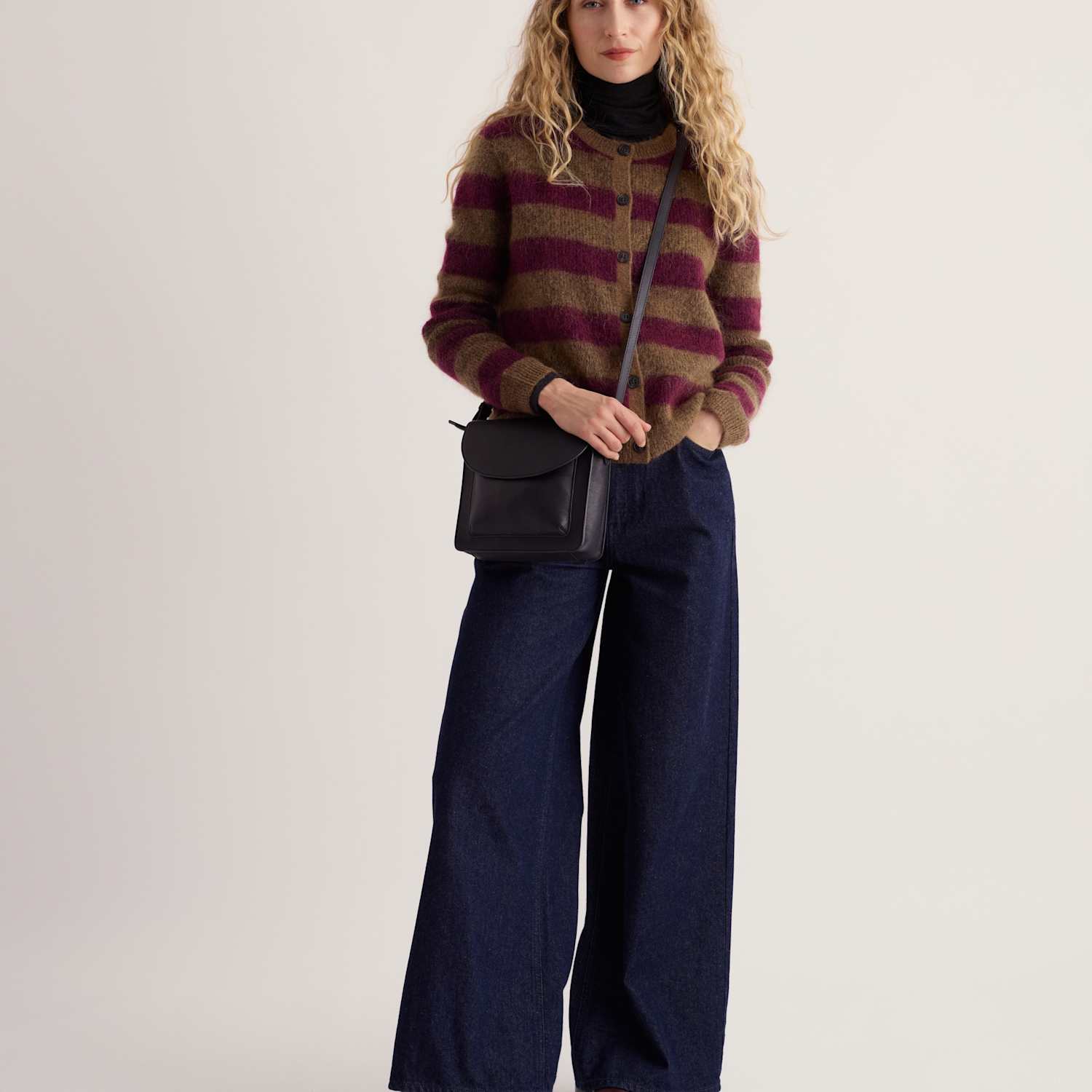 Seasalt Cornwall Women's Striped Cardigan with Wool & Mohair - 10 - Purple Mix - Available at M&S