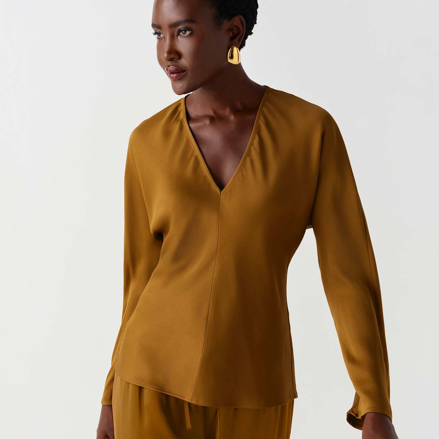 Ghost Women's Satin V Neck Top - 12 - Medium Green - Available at M&S