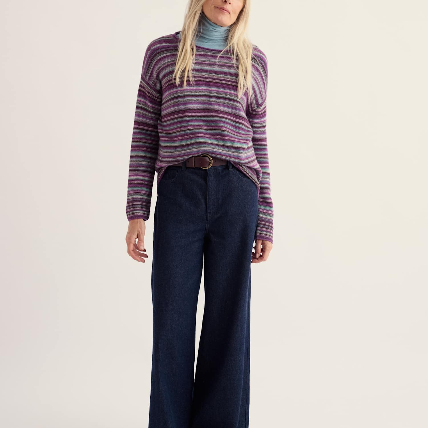 Seasalt Cornwall Women's Merino Wool Rich Striped Jumper - 10 - Purple Mix - Available at M&S