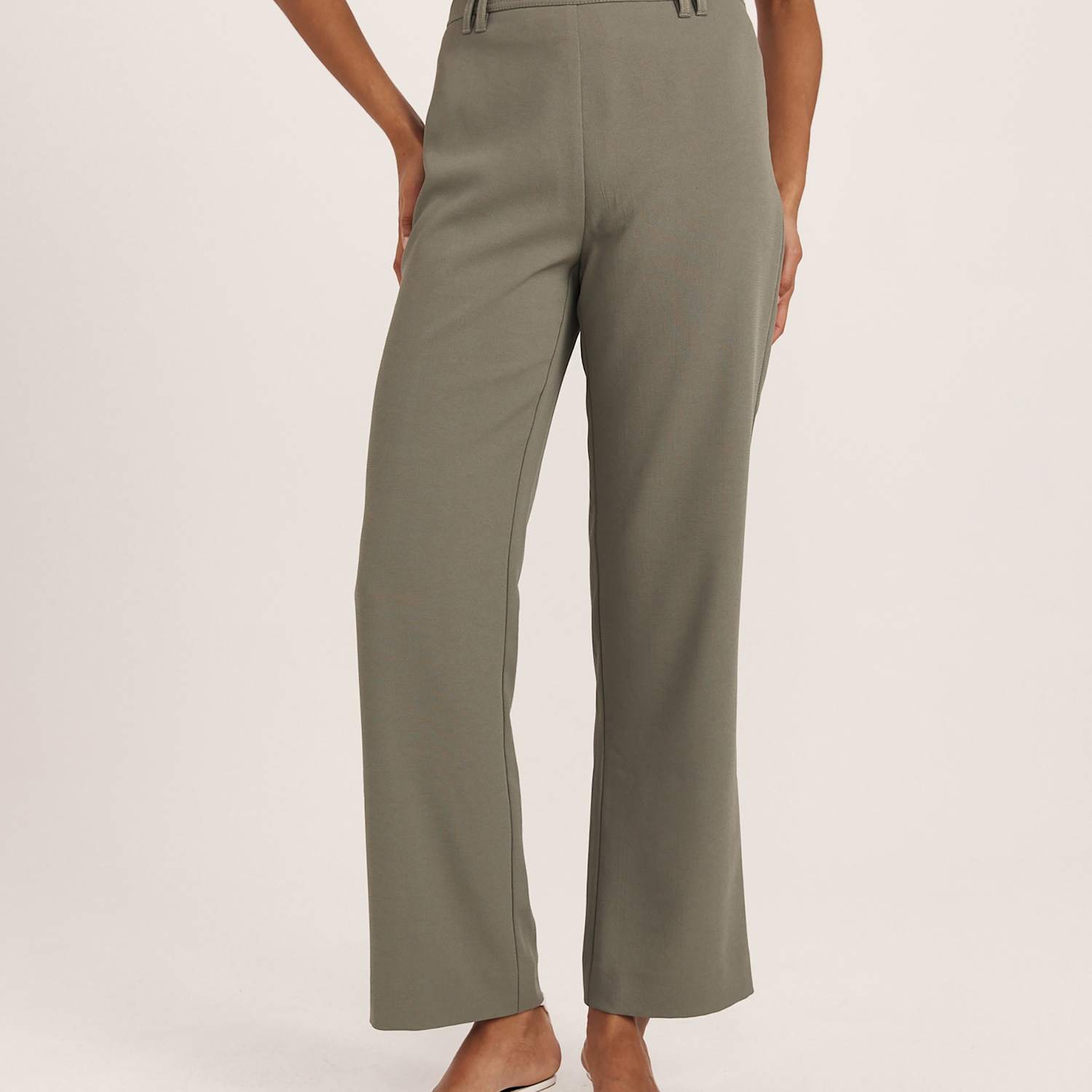 Saba Women's Mid Rise Straight Leg Trousers - 8 - Green - Available at M&S