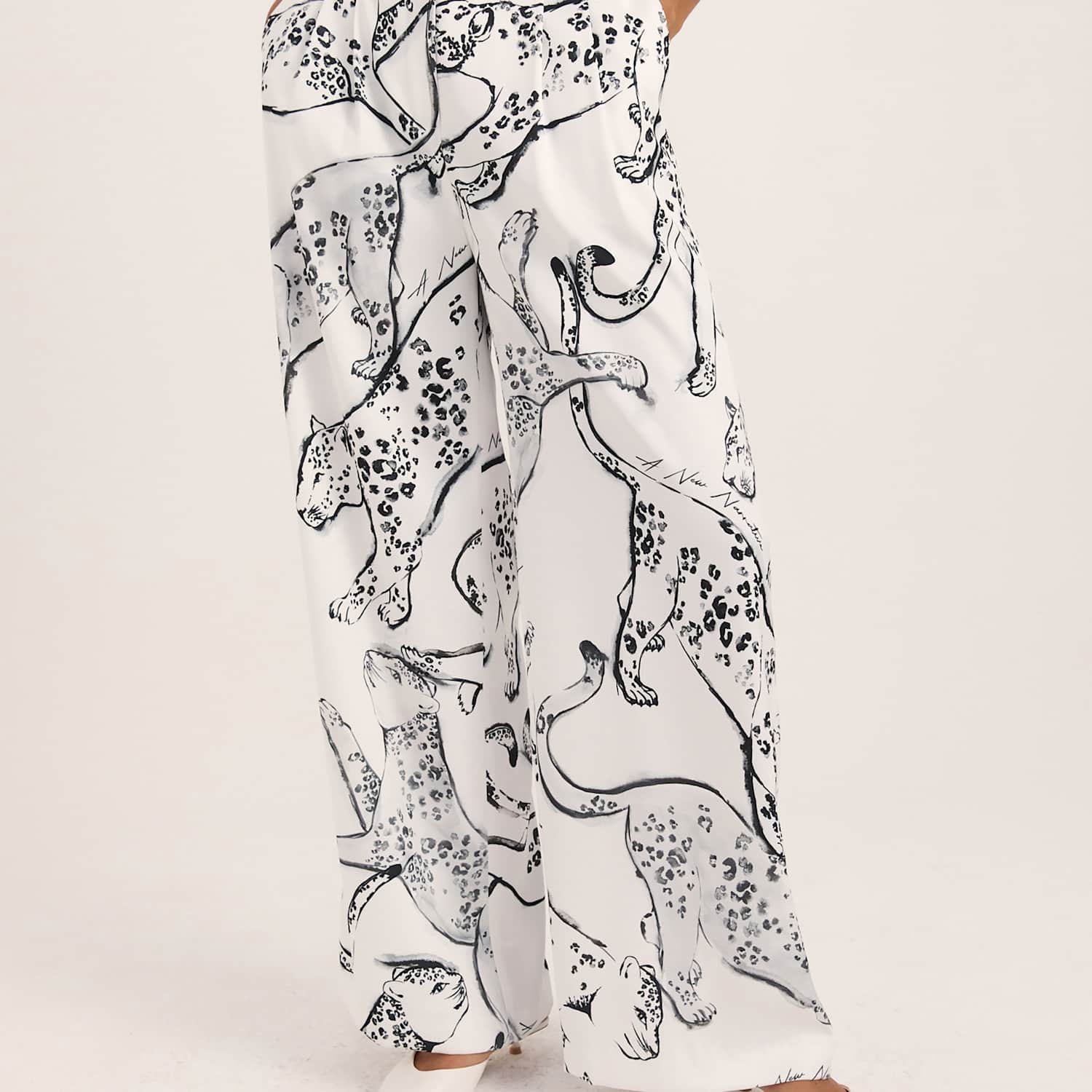 Saba Women's Jaguar Print Wide Leg Trousers - 8 - Multi - Available at M&S