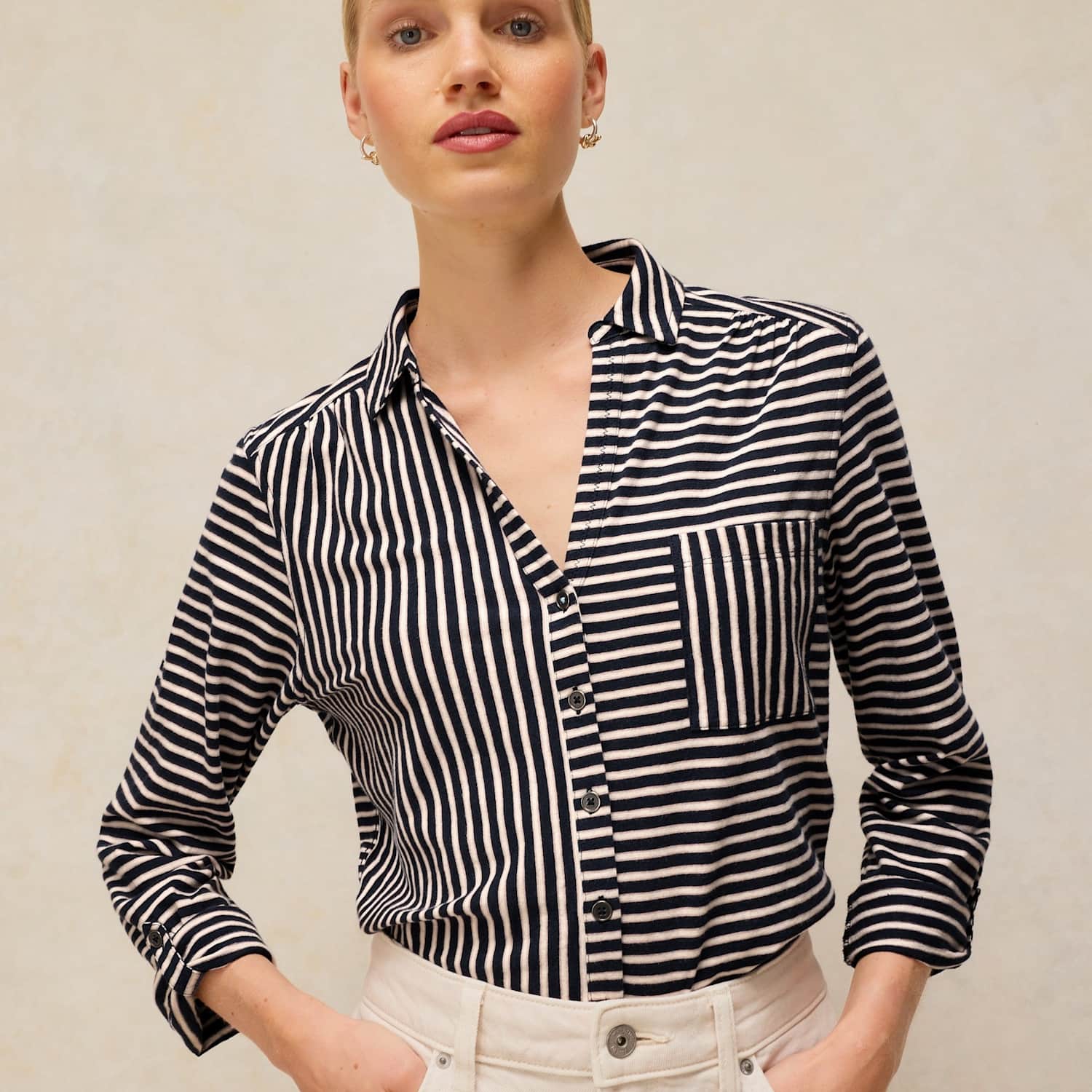 White Stuff Women's Pure Cotton Collared Shirt - 18 - Navy Mix - Available at M&S