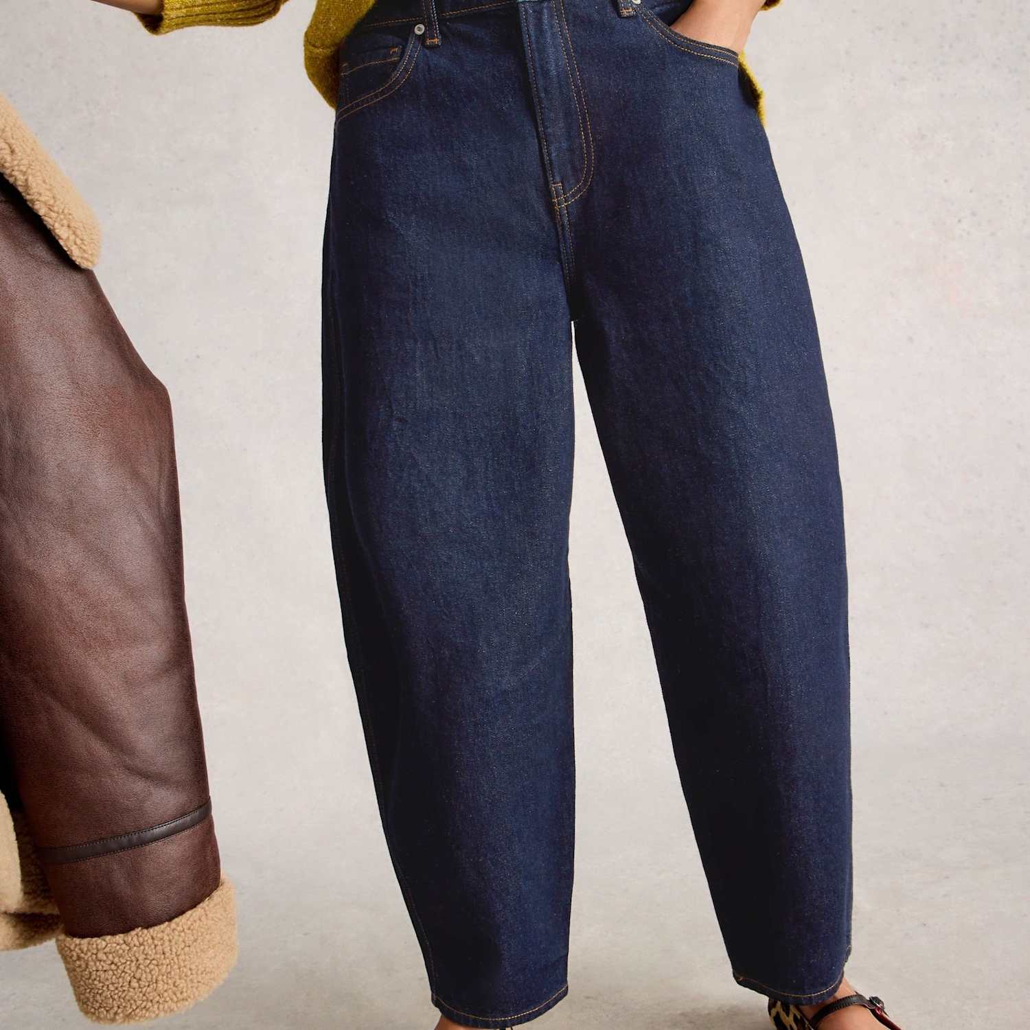 White Stuff Women's Mid Rise Barrel Ankle Grazer Jeans - 14 - Dark Blue Denim - Available at M&S