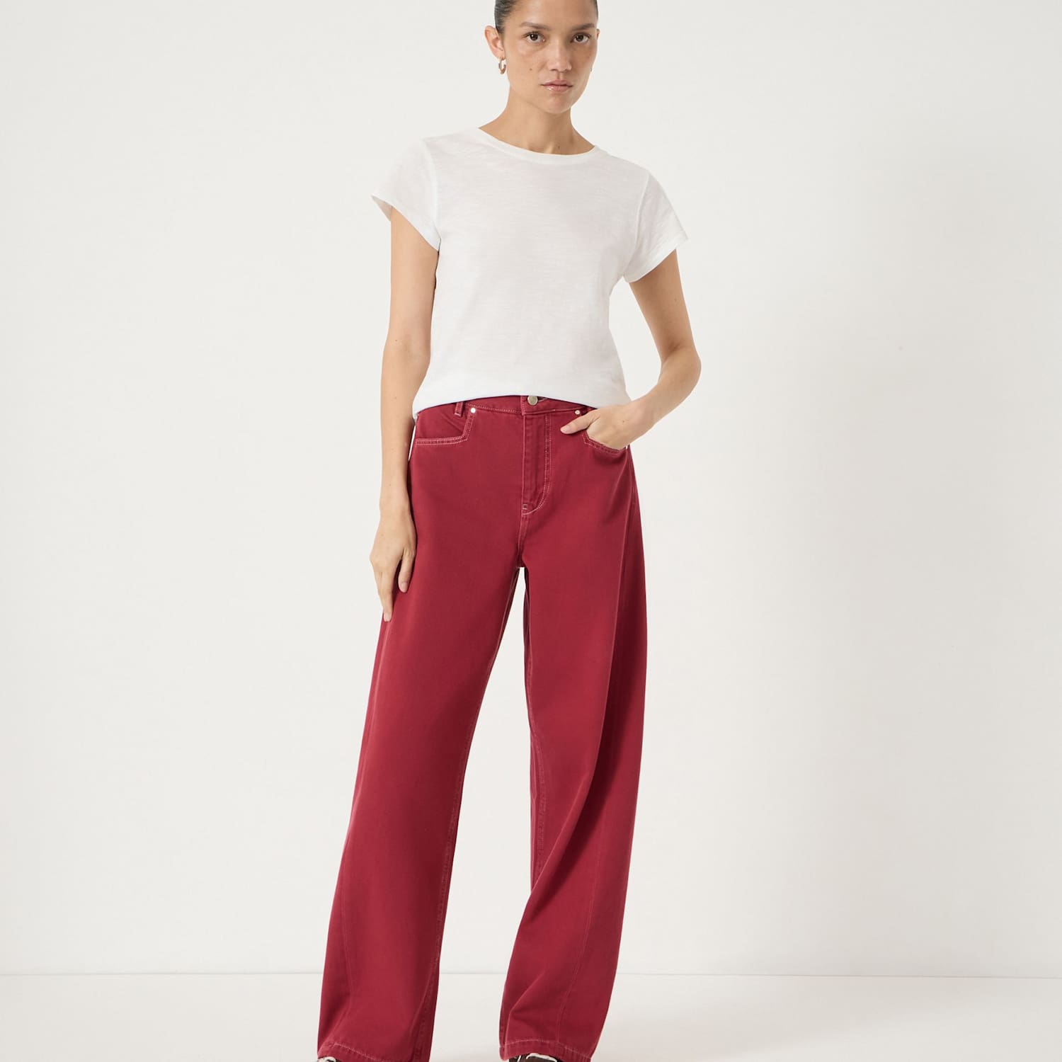 Hush Women's Saskia Mid Rise Barrel Jeans - 12 - Red - Available at M&S