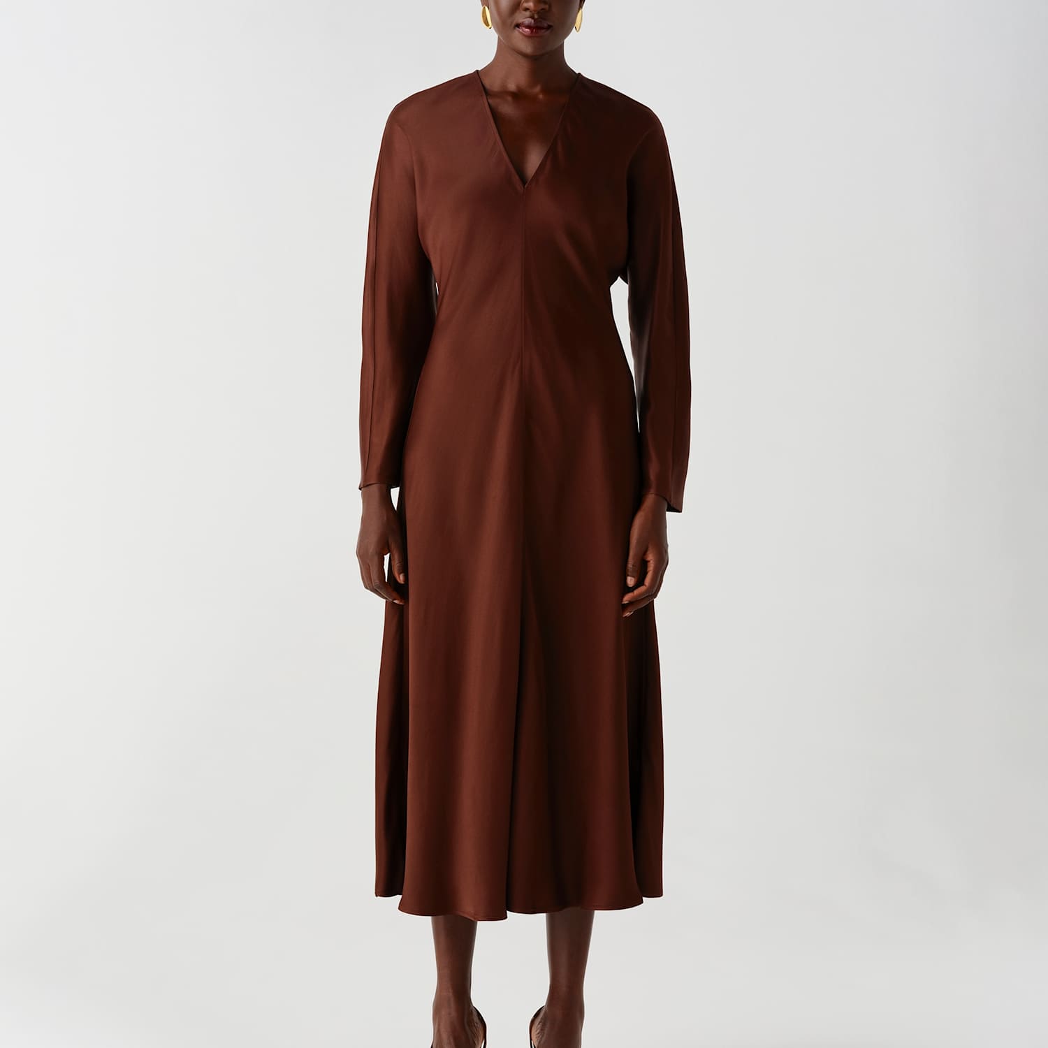 Ghost Women's Satin V Neck Wrap Midaxi Column Dress - 12 - Brown - Available at M&S