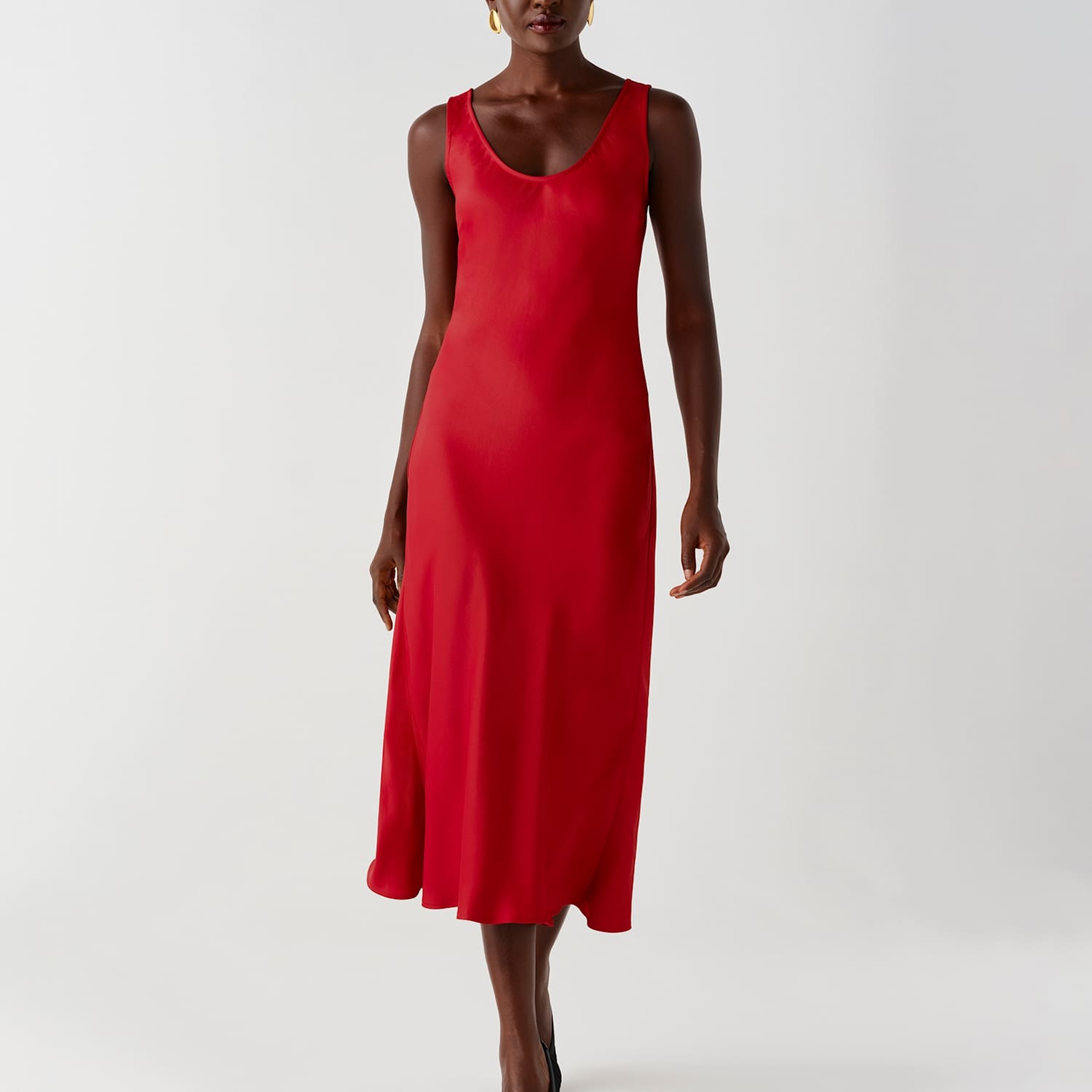 Ghost Women's Satin V Neck Midaxi Cami Slip Dress - 14 - Red - Available at M&S
