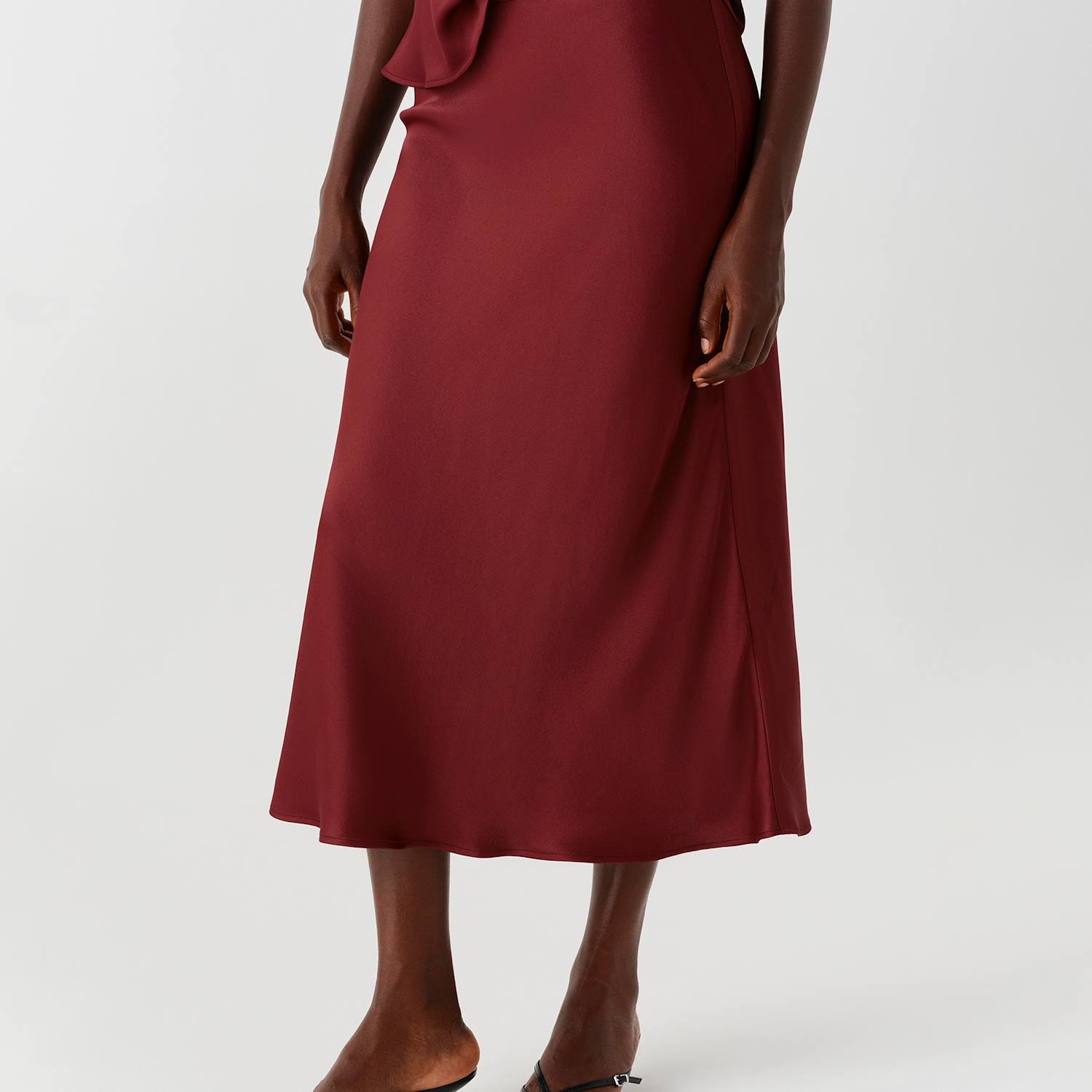 Ghost Women's Satin Crepe Midi Slip Skirt - 10 - Burgundy - Available at M&S