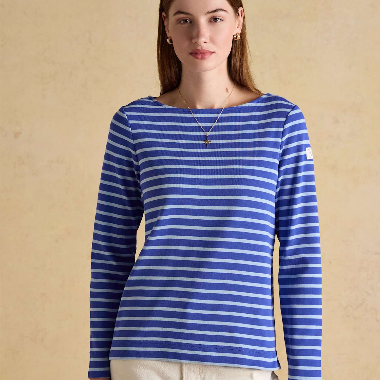 Joules Women's Pure Cotton Striped Top - 8 - Blue Mix - Available at M&S