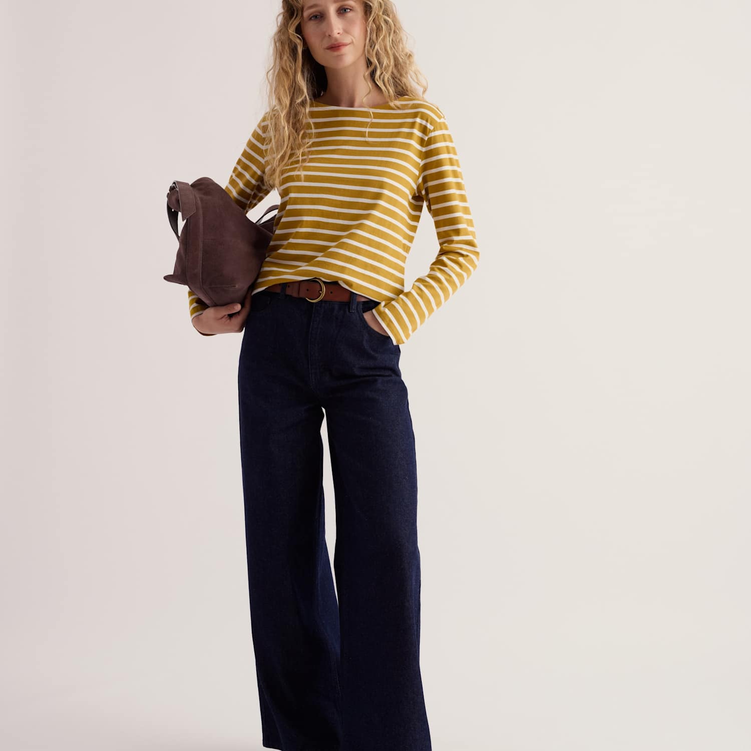 Seasalt Cornwall Women's Pure Cotton Striped Crew Neck Relaxed Shirt - 18 - Yellow Mix - Available at M&S
