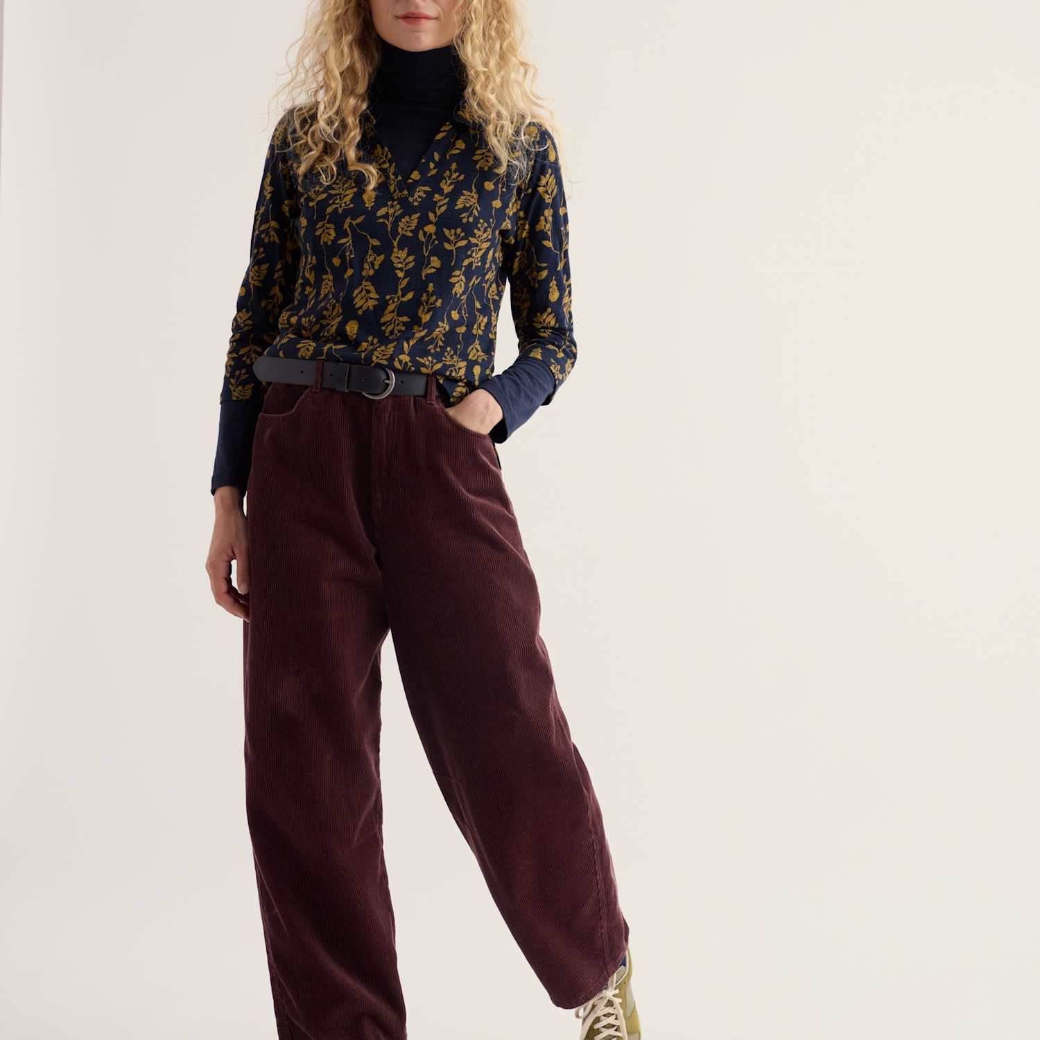 Seasalt Cornwall Women's Pure Cotton Jersey Floral Notch Neck Shirt - 12 - Navy Mix - Available at M&S