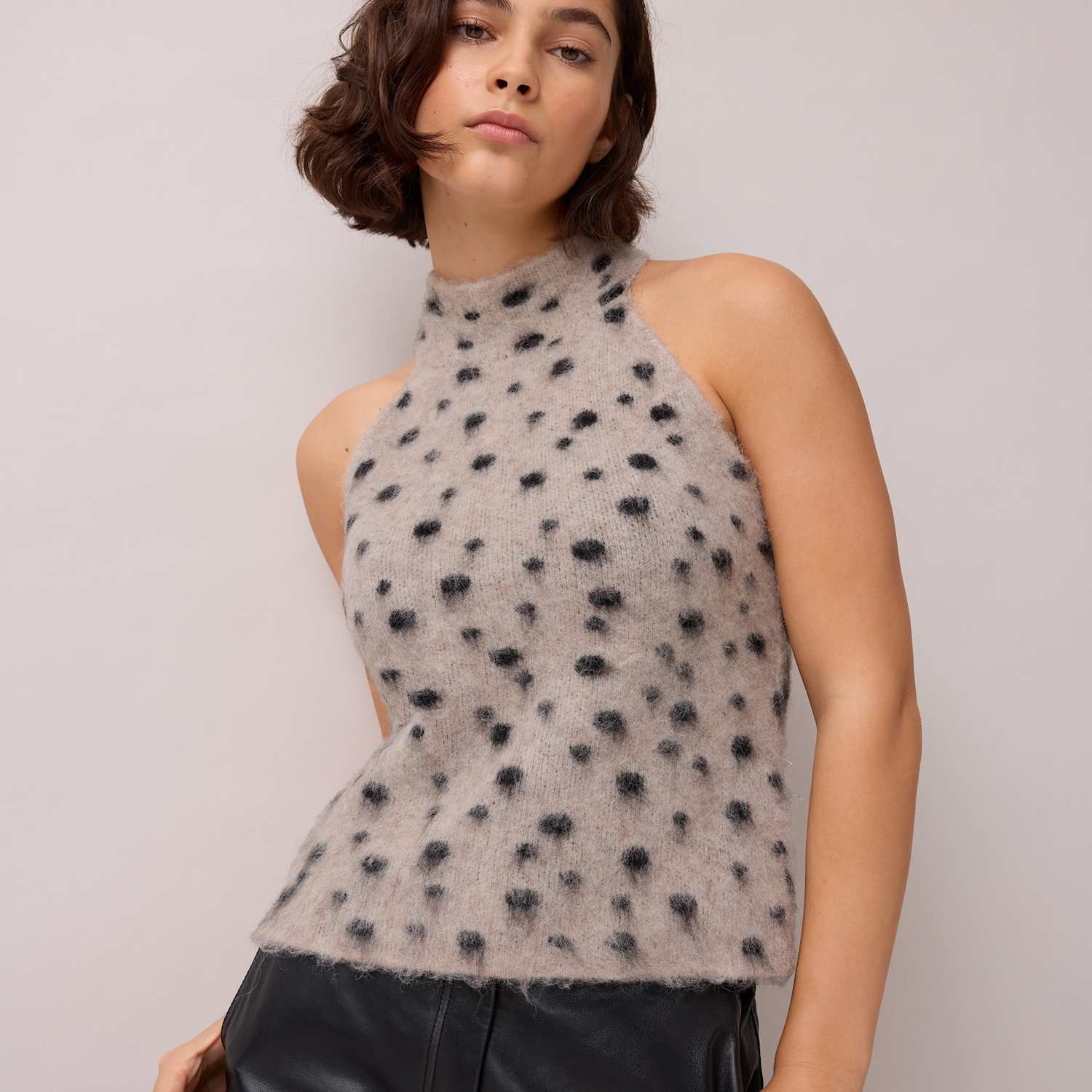 Ro&Zo Women's Wool Alpaca Blend Deer High Neck Jumper - Extra Small - Natural Mix - Available at M&S