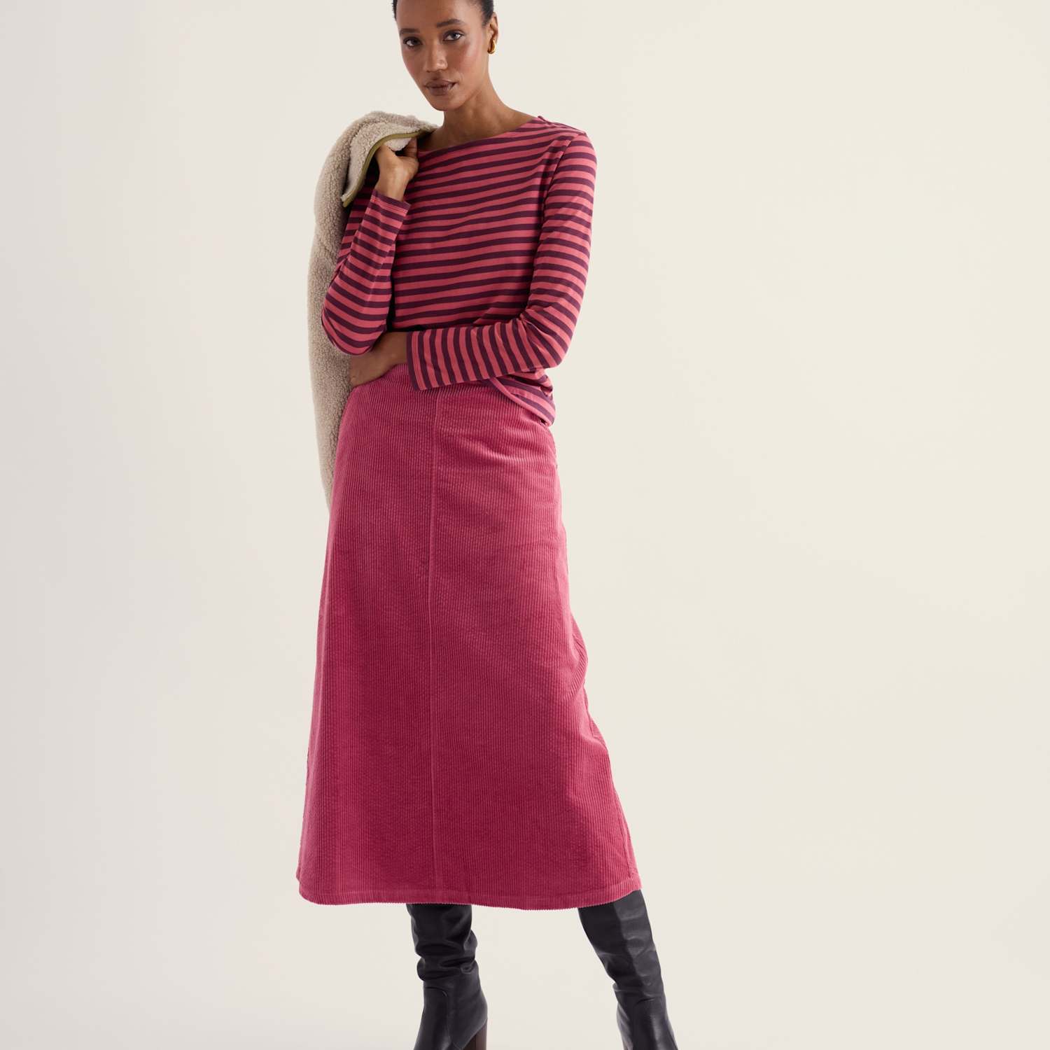 Seasalt Cornwall Women's Pure Cotton Striped Crew Neck Top - 14 - Pink Mix - Available at M&S