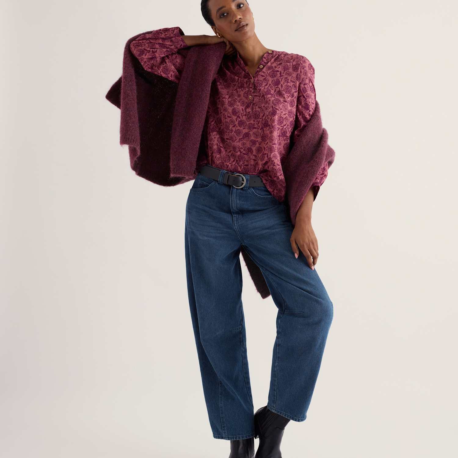 Seasalt Cornwall Women's Pure Cotton Floral Button Detail Top - 10 - Pink Mix - Available at M&S
