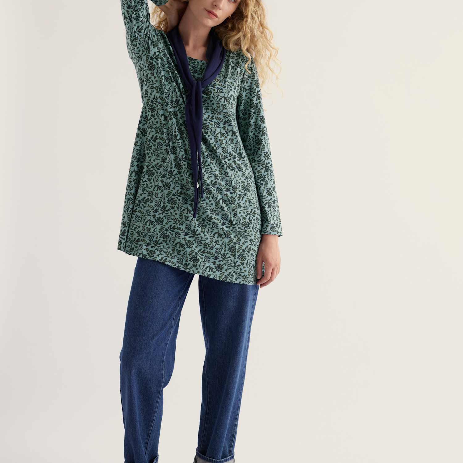Seasalt Cornwall Women's Cotton Rich Jersey Floral Relaxed Tunic - 14 - Blue Mix - Available at M&S