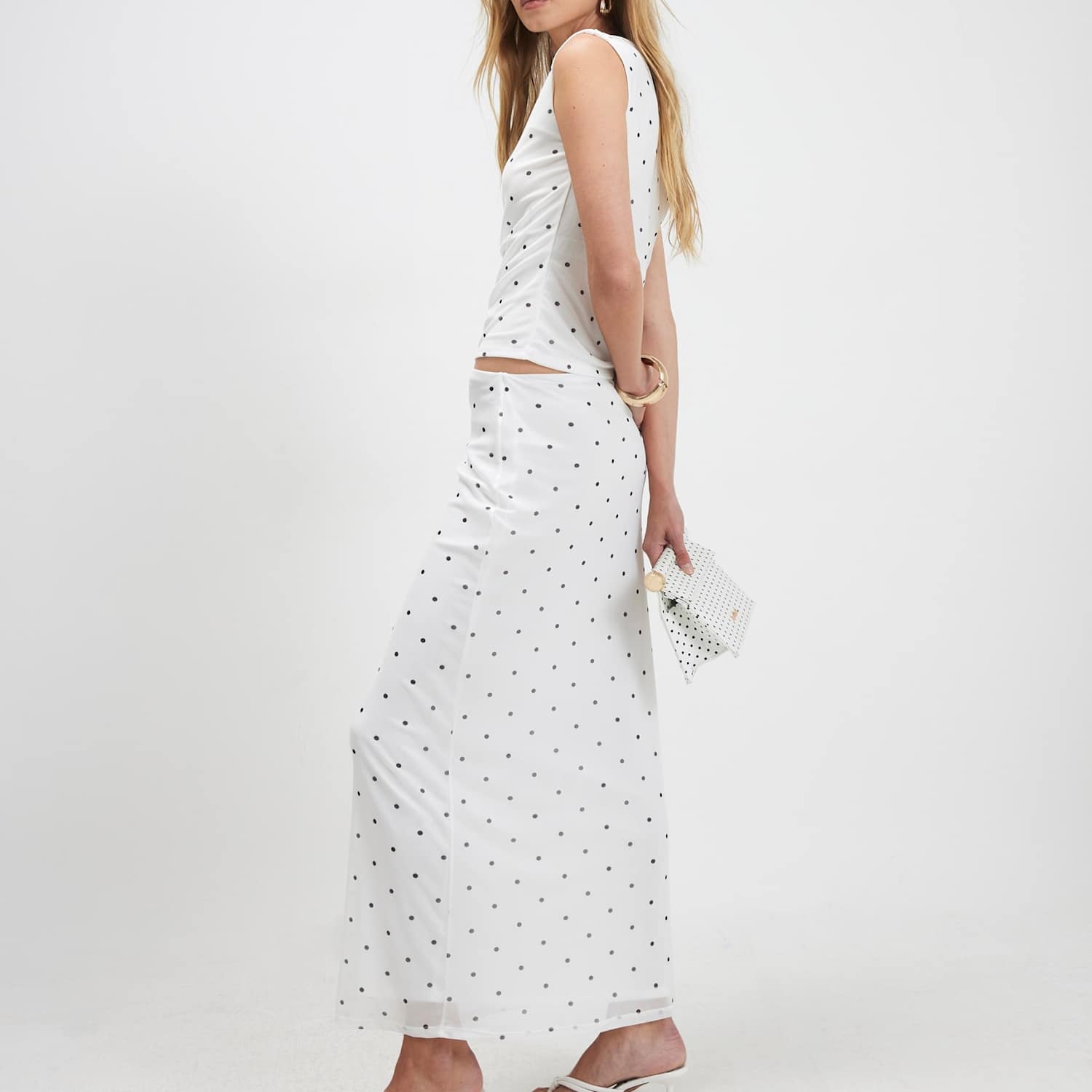 River Island Women's Polka Dot Maxi Pencil Skirt - Small - White Mix - Available at M&S